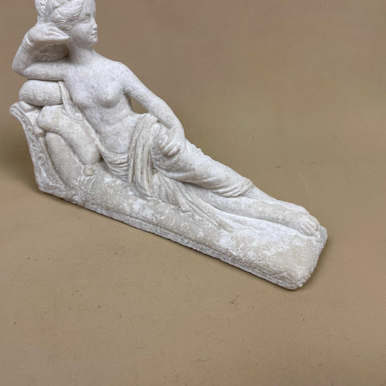 Handmade Stone Carved Italian Women Body Torso Wood Ornament Sculpture Decorative Carved Hand Carved White Vintage Art Object Lady Laying photo Art