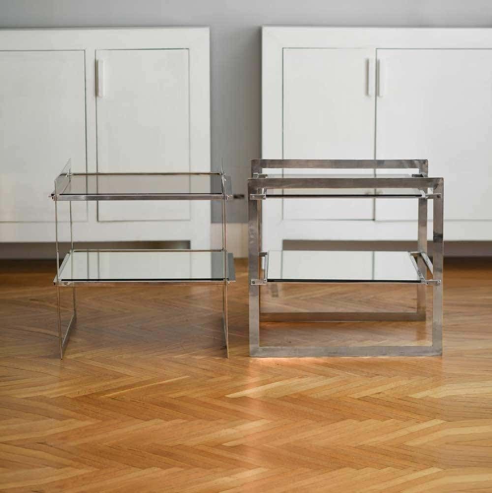 Pair Of 70''S Coffee Tables Made Of Steel And Glass photo furniture