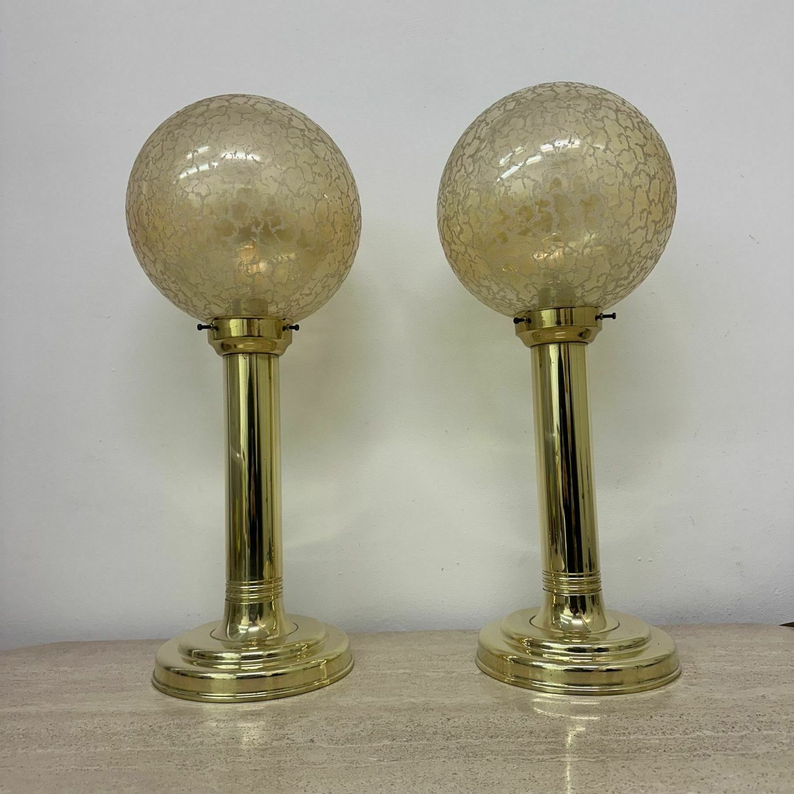 Set Of 2 Large Globe Glass Table Lamps , 1970s photo furniture