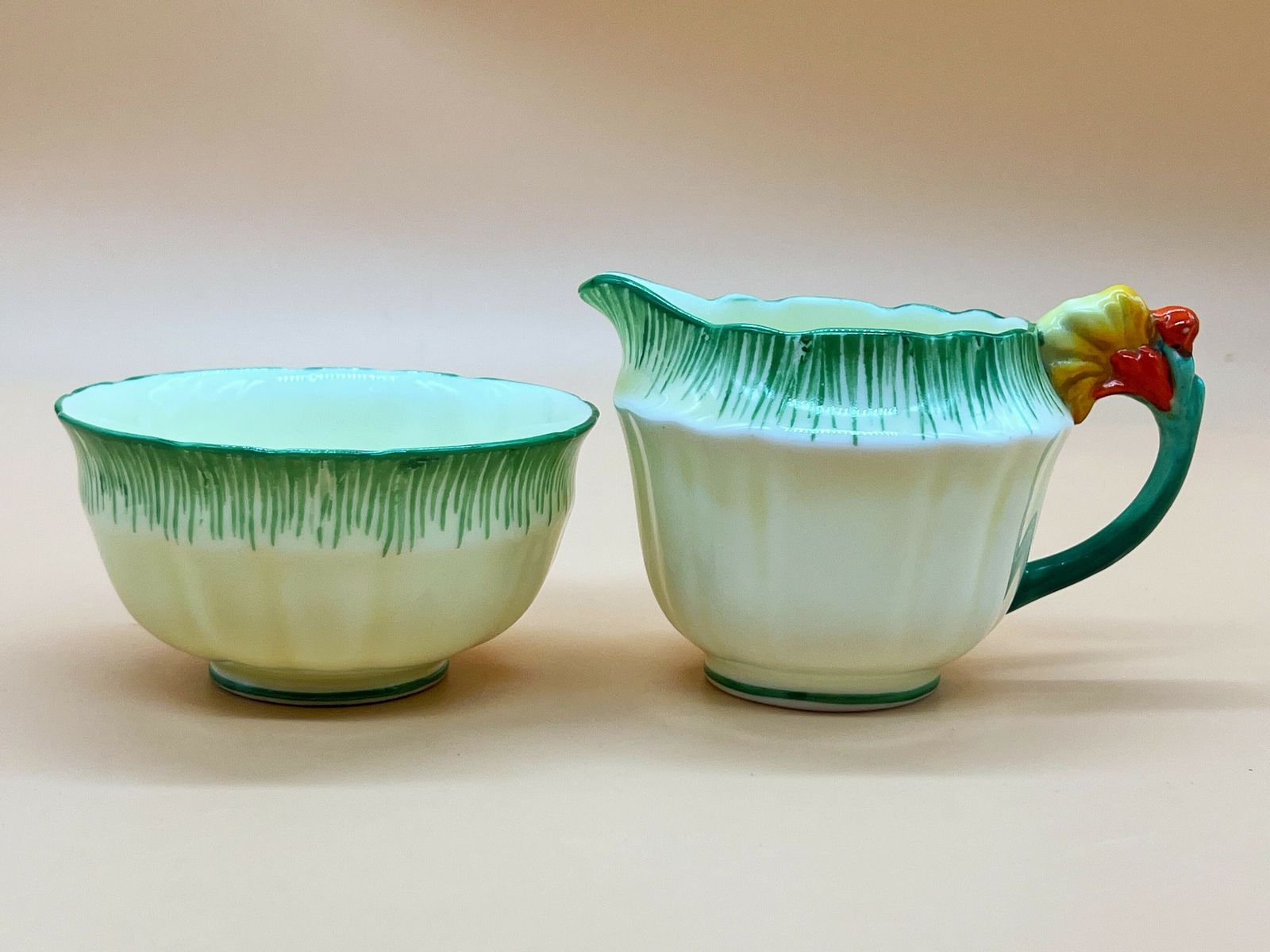495.0 Antique Crown Staffordshire China Marigold Handle Tea Set For 2. 768602. photo