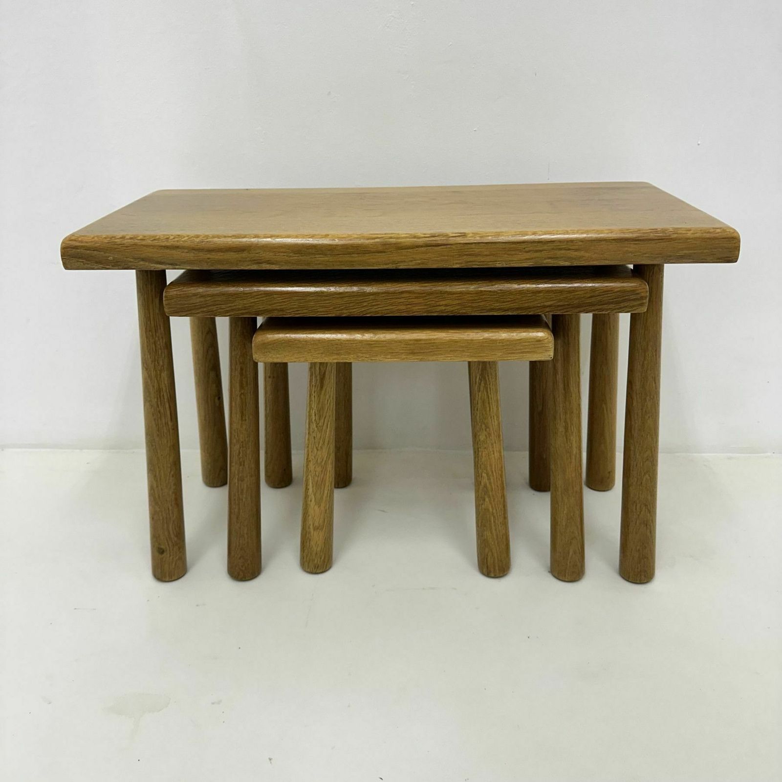 Set Bijzettafels Massief Eikenhout, Brutalist, Jaren 1970 photo 492.0