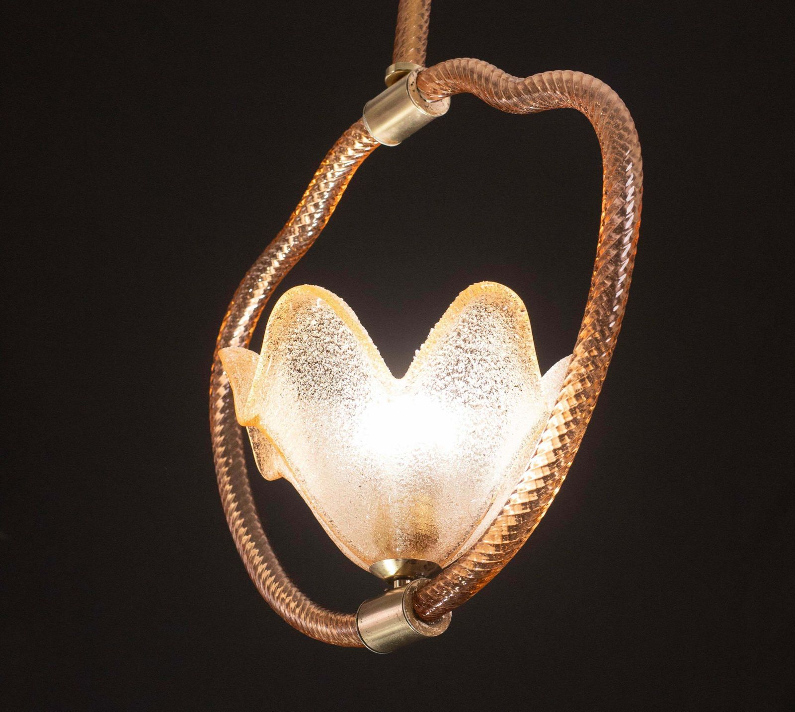 Pink Murano Glass Pendant By Barovier E Toso, 1940s photo for sale