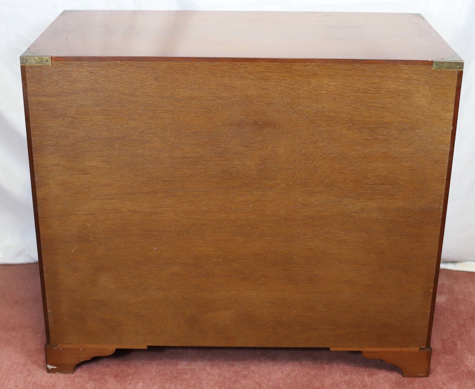 895.0 Lovely Yew Wood Military Campaign Style Chest Of Drawers photo