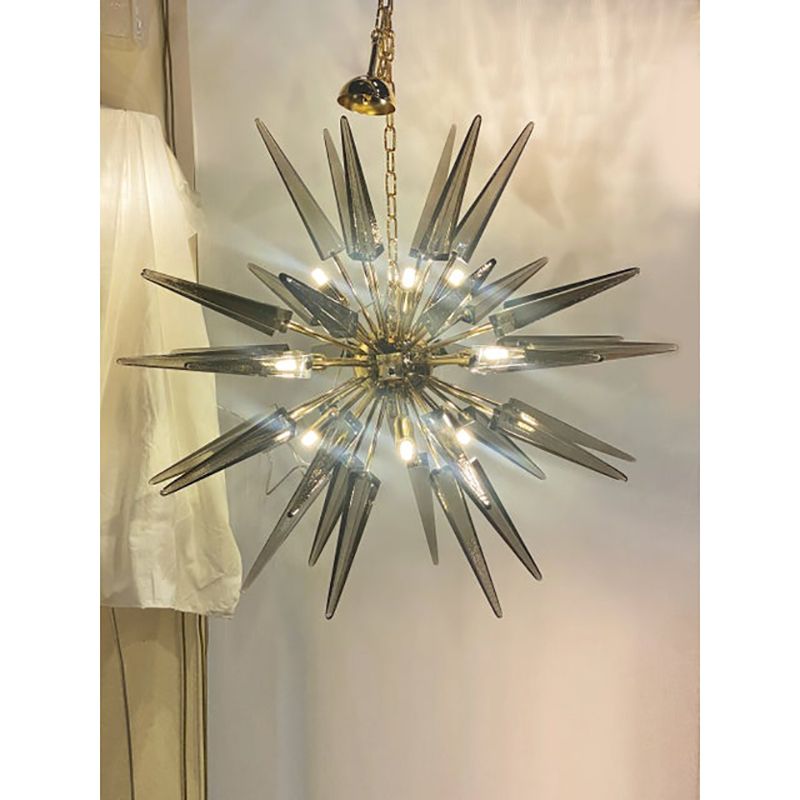 Contemporary Smoked “Spikes” Murano Glass Sputnik Chandelier photo furniture