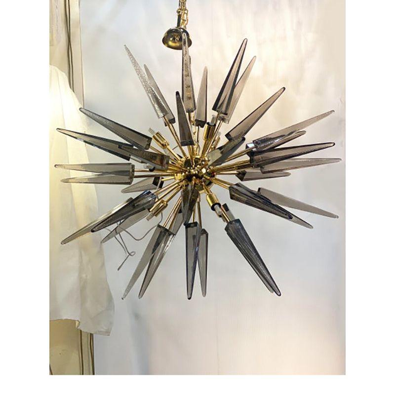 Contemporary Smoked “Spikes” Murano Glass Sputnik Chandelier photo 6800.0