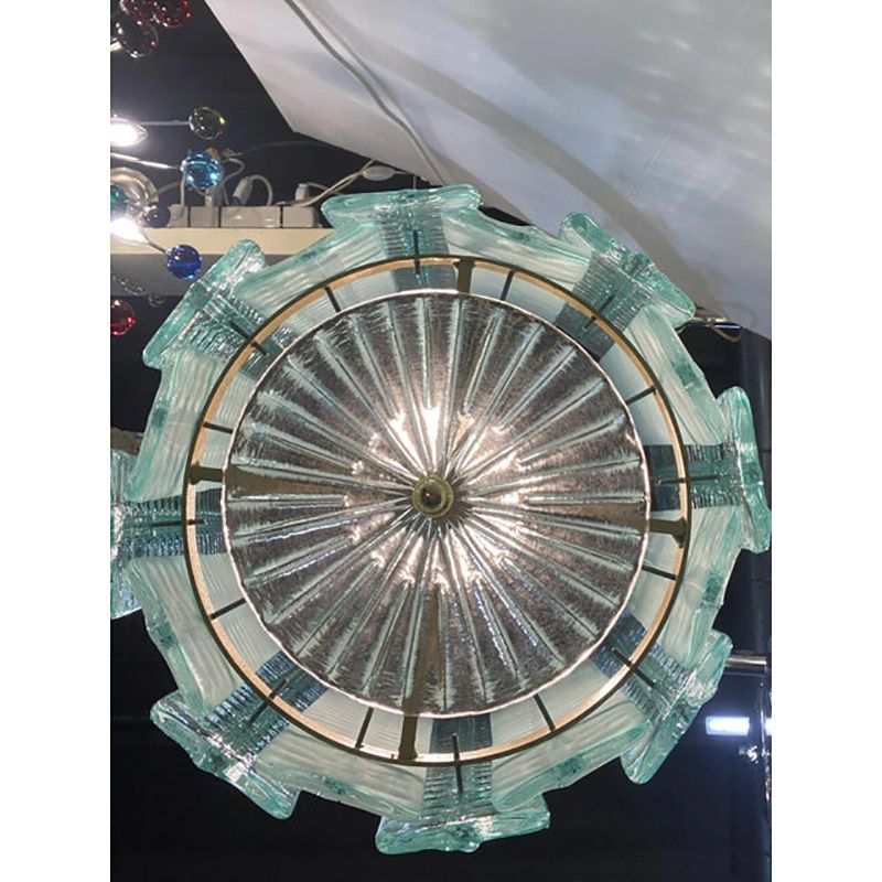 Sputnik Lantern Pendant In Transparent And Sanded Green Whater Murano Glass photo 10200.0