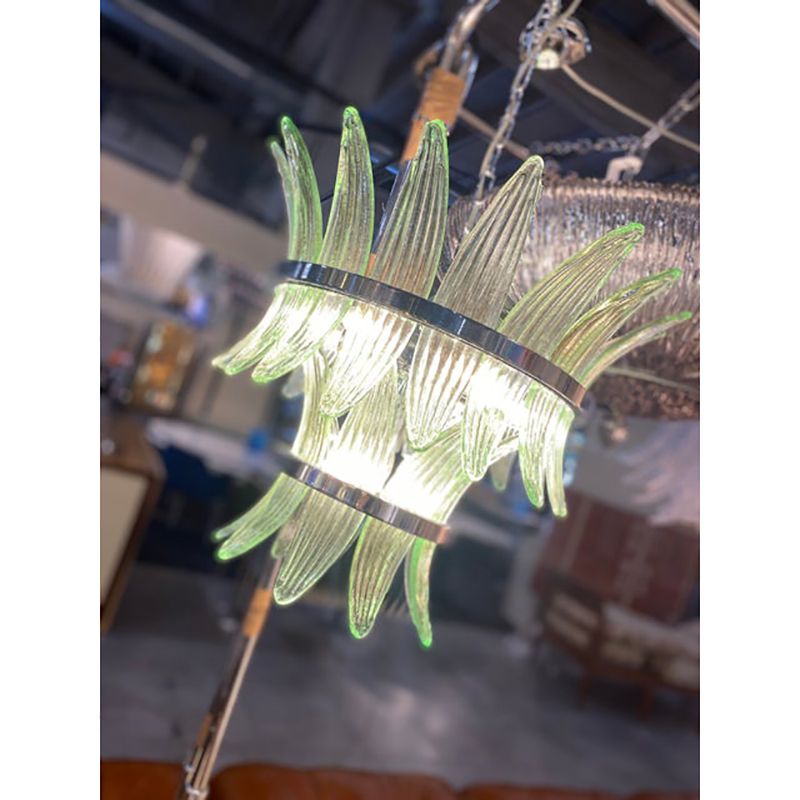 Contemporary Green “Palmette” Murano Glass Belt Chandelier photo furniture