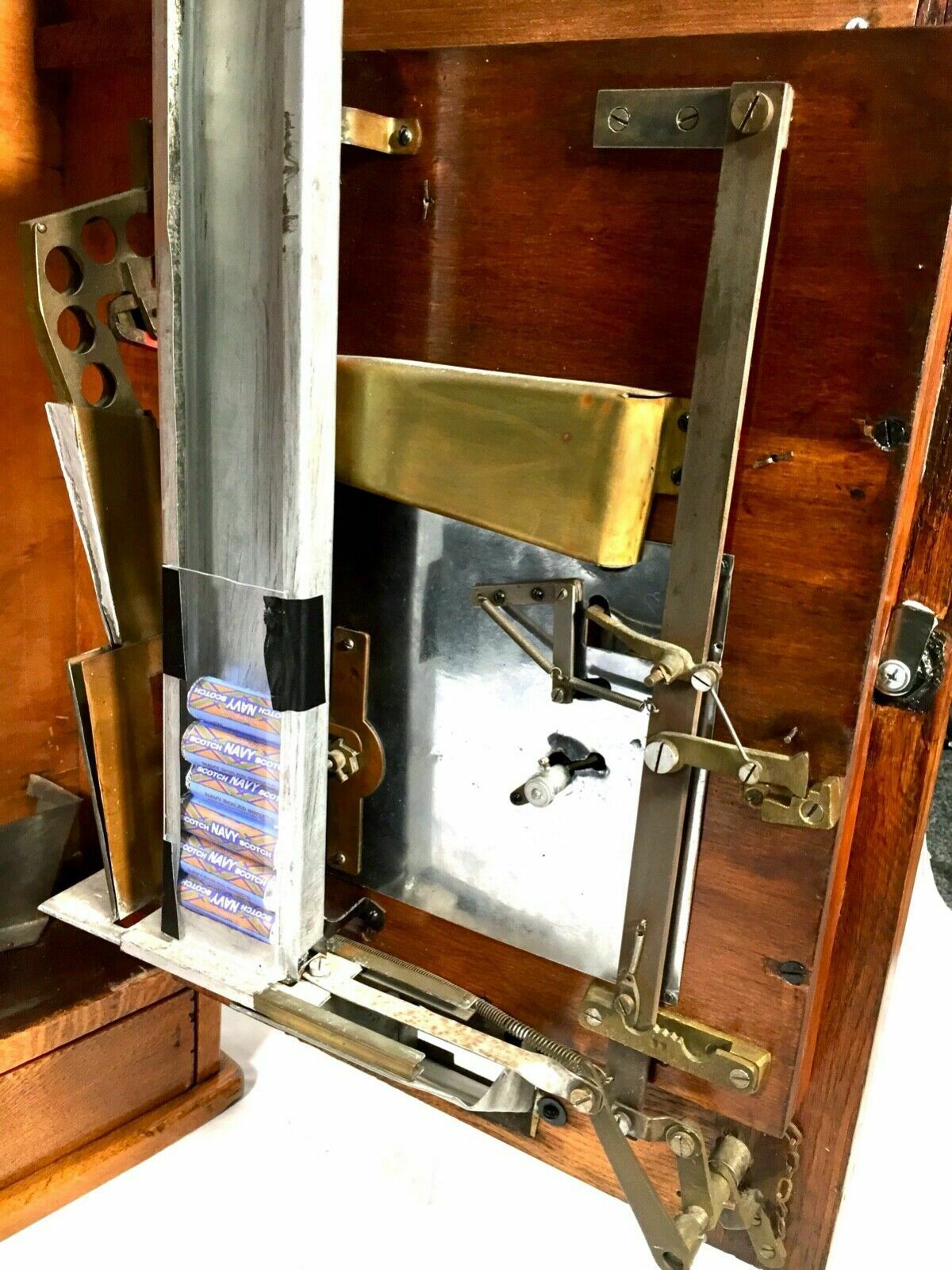 Antique 1960s Oliver Whales Win A Navy Scotch Arcade Coin Operated Penny Machine photo vinterior