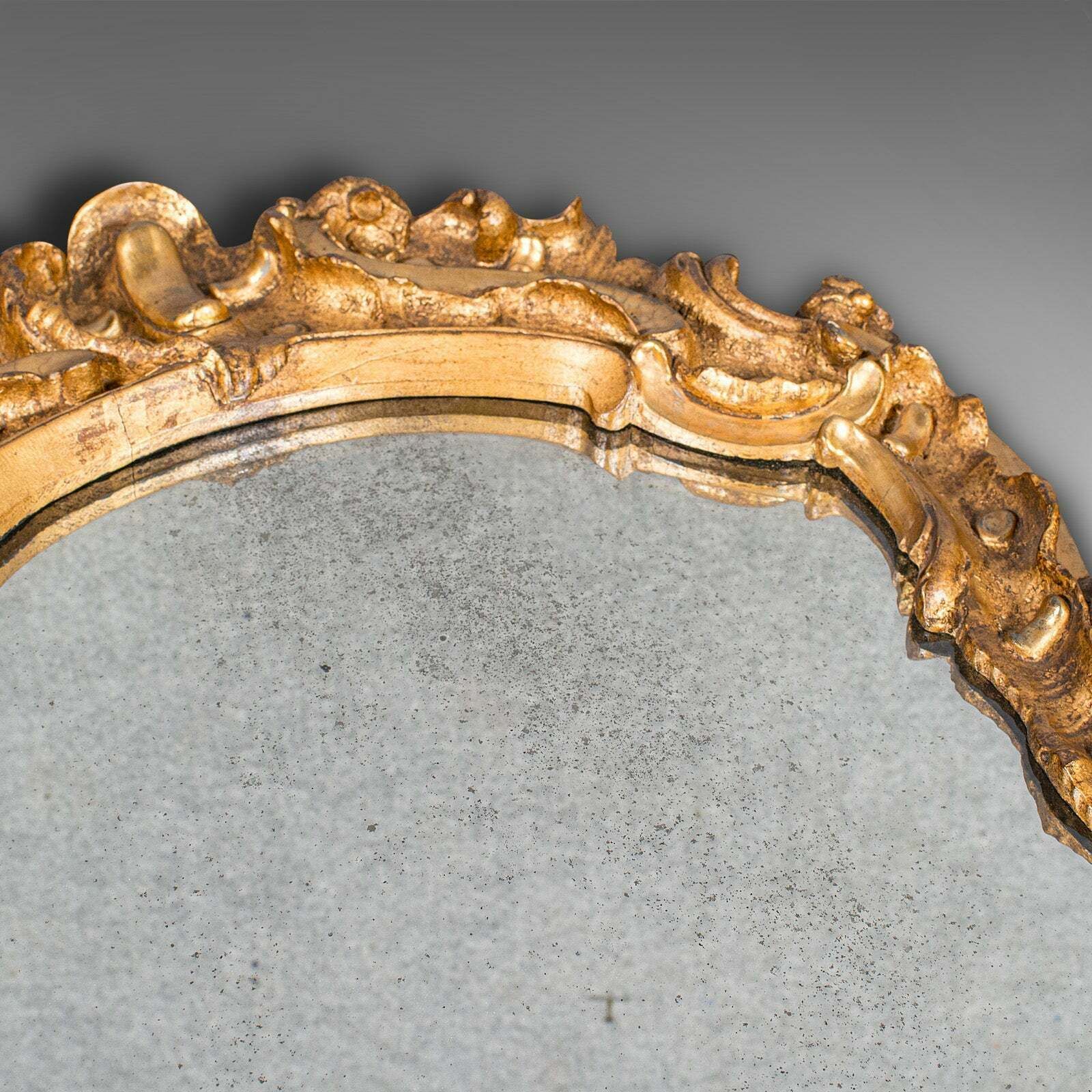 Antique Hall Mirror, French, Gilt Gesso, Ornate, Baroque Taste, Victorian, 1850 photo vintage