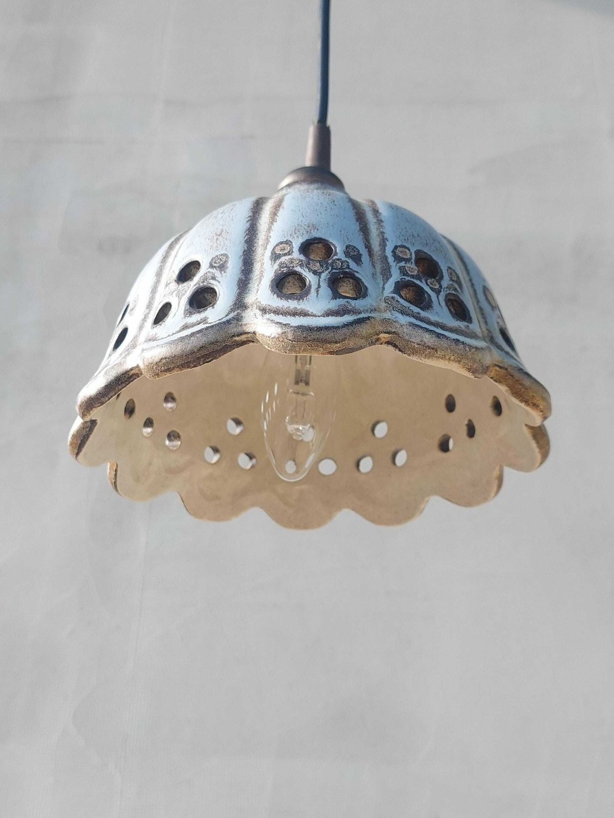 Vintage Ceramic Chandelier/Ceramic Chandelier /Mid Century Ceramic Chandelier /Mid Century Pendant Lamp / Ceramic Vintage Pendant Lamp /80'sl photo for sale