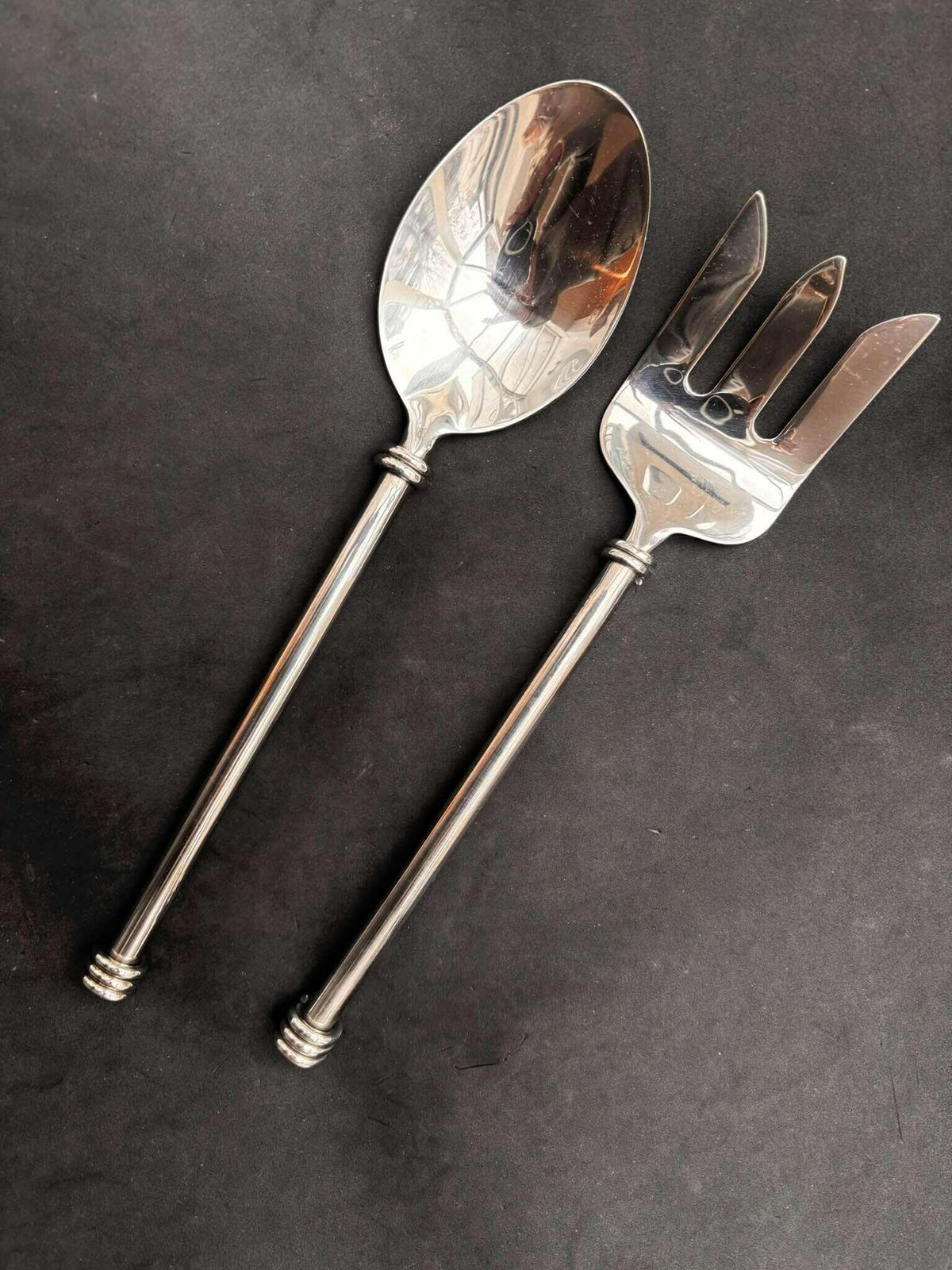 Set Of Salad Servers Wire Swirl Flatware Twist Cutlery French Twisted Spiral Ends Brutalist Decor Medieval Style Couple Gift Wedding photo Home Decor