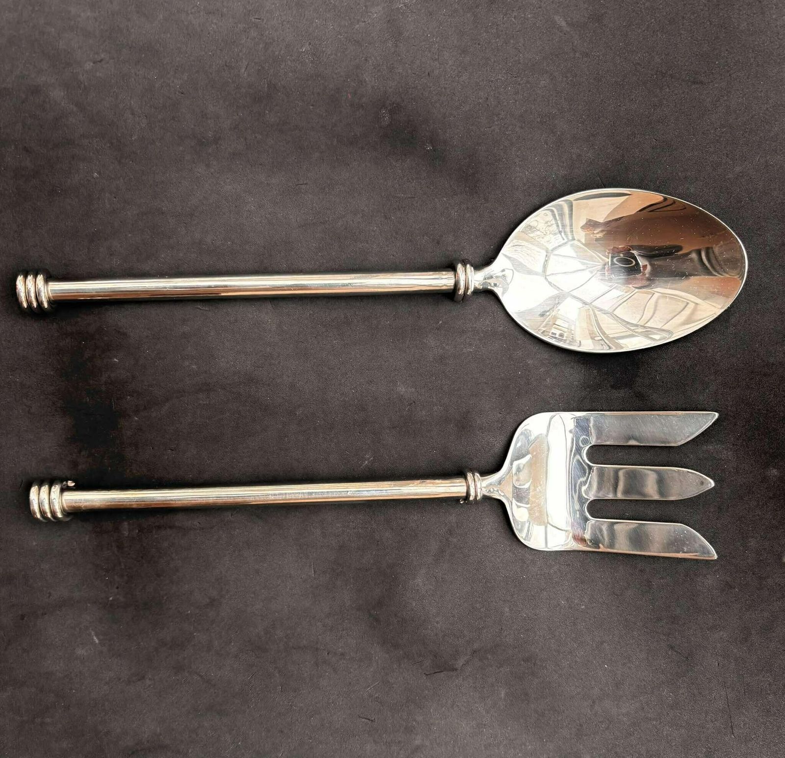 Set Of Salad Servers Wire Swirl Flatware Twist Cutlery French Twisted Spiral Ends Brutalist Decor Medieval Style Couple Gift Wedding photo 166.0