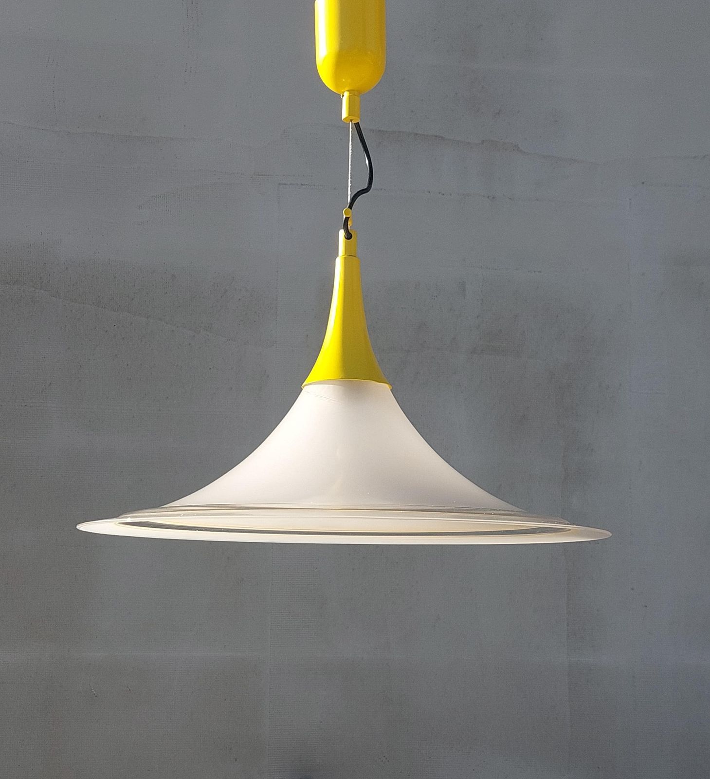 Xl Mid Century Murano Pendant Lamp /Murano Glass Chandelier /Murano Trumpet Pendant Lamp/ Retro Trumpet Pendant Lamp /Murano/Italy /70's photo furniture