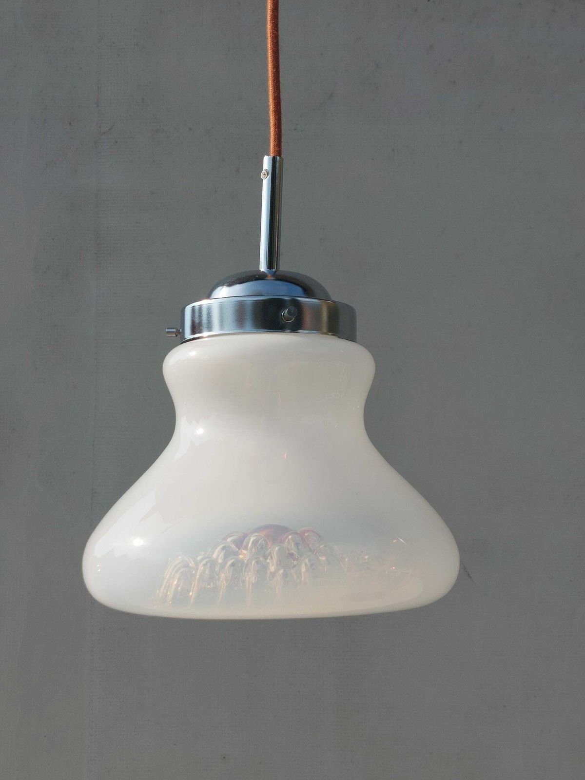 1 Of 3 Vintage Murano Glass Pendant Light / Mazzega Style/ Mcm Murano Glass Lamp / Retro Pendant Light/ Murano Art Glass / Italy /70's photo for sale