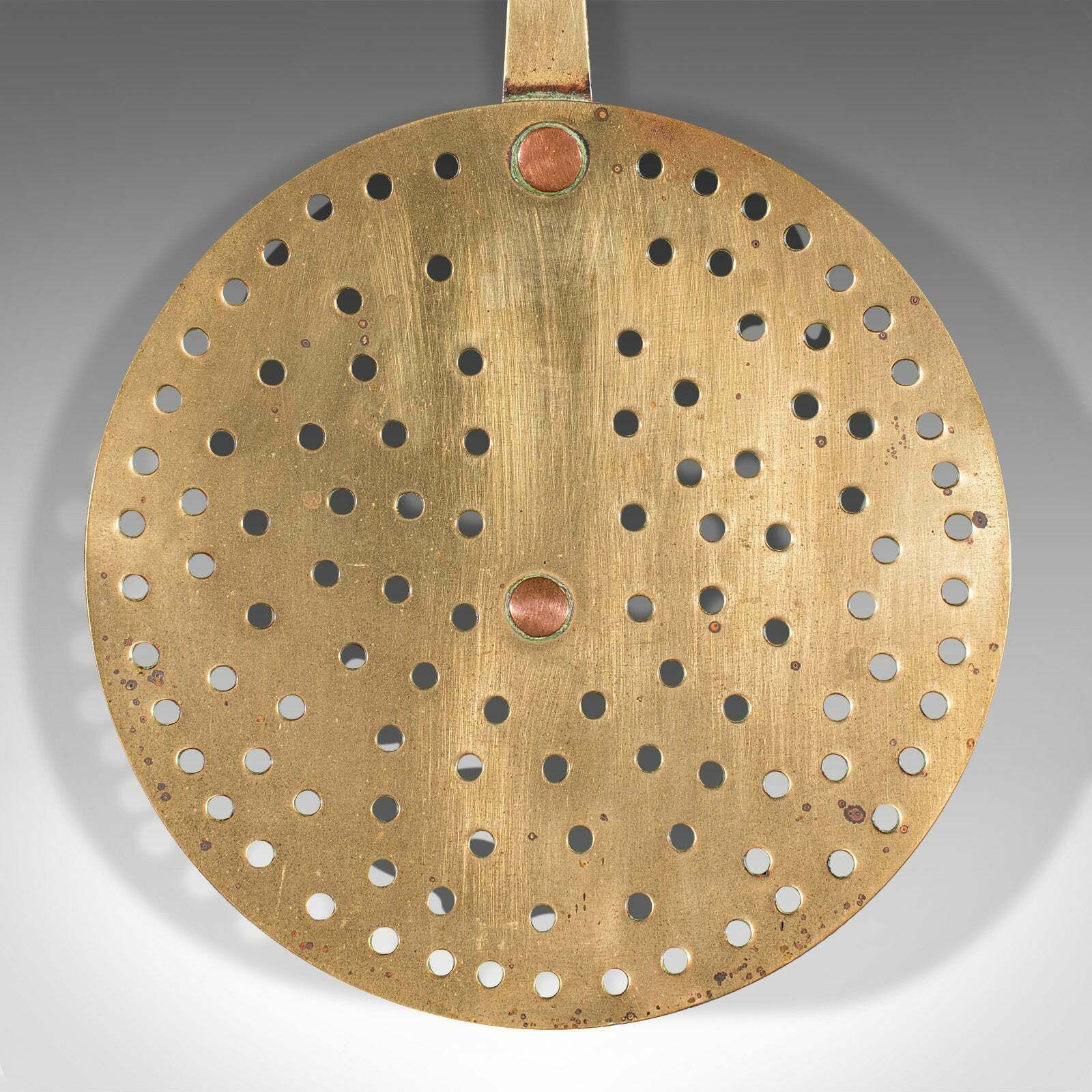 Antique Chestnut Warmer, English, Brass, Fireside Roasting Plate, Georgian, 1790 photo Home Decor