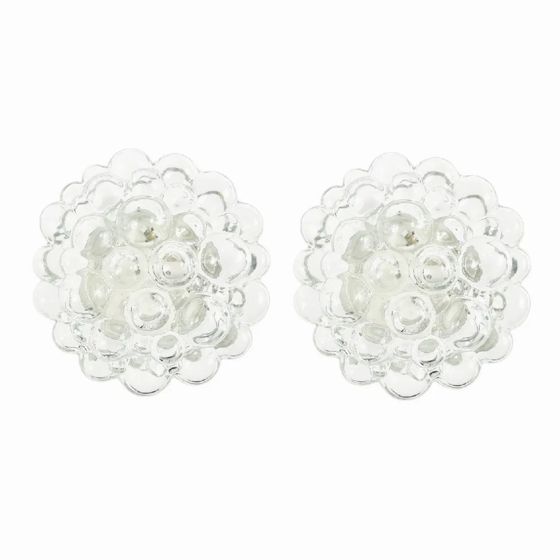 Pair Of Mid Century Bubble Glass Wall Lights By Helena Tynell For Limburg, Germany, 1960s