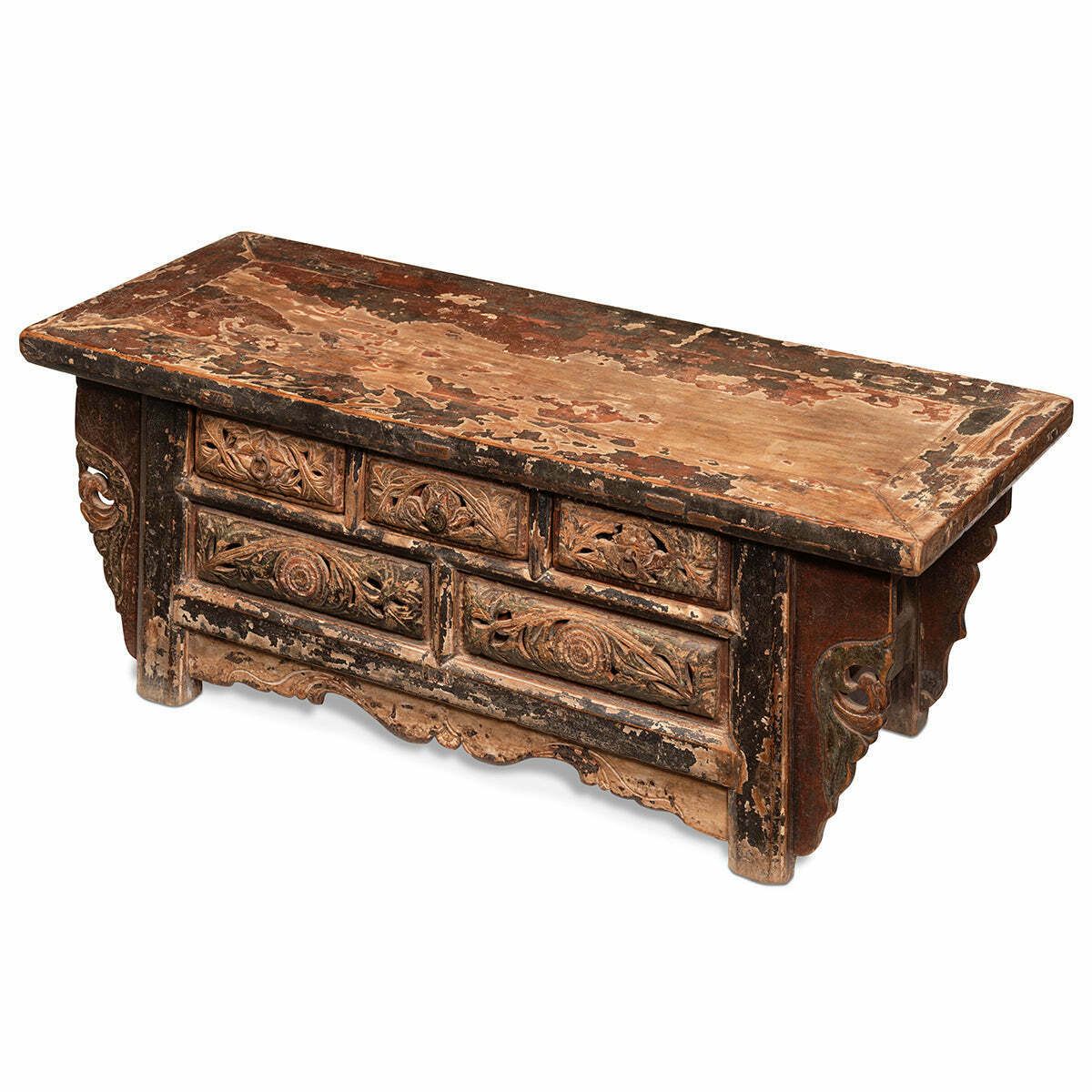 Carved Antique Shaanxi Kang Table