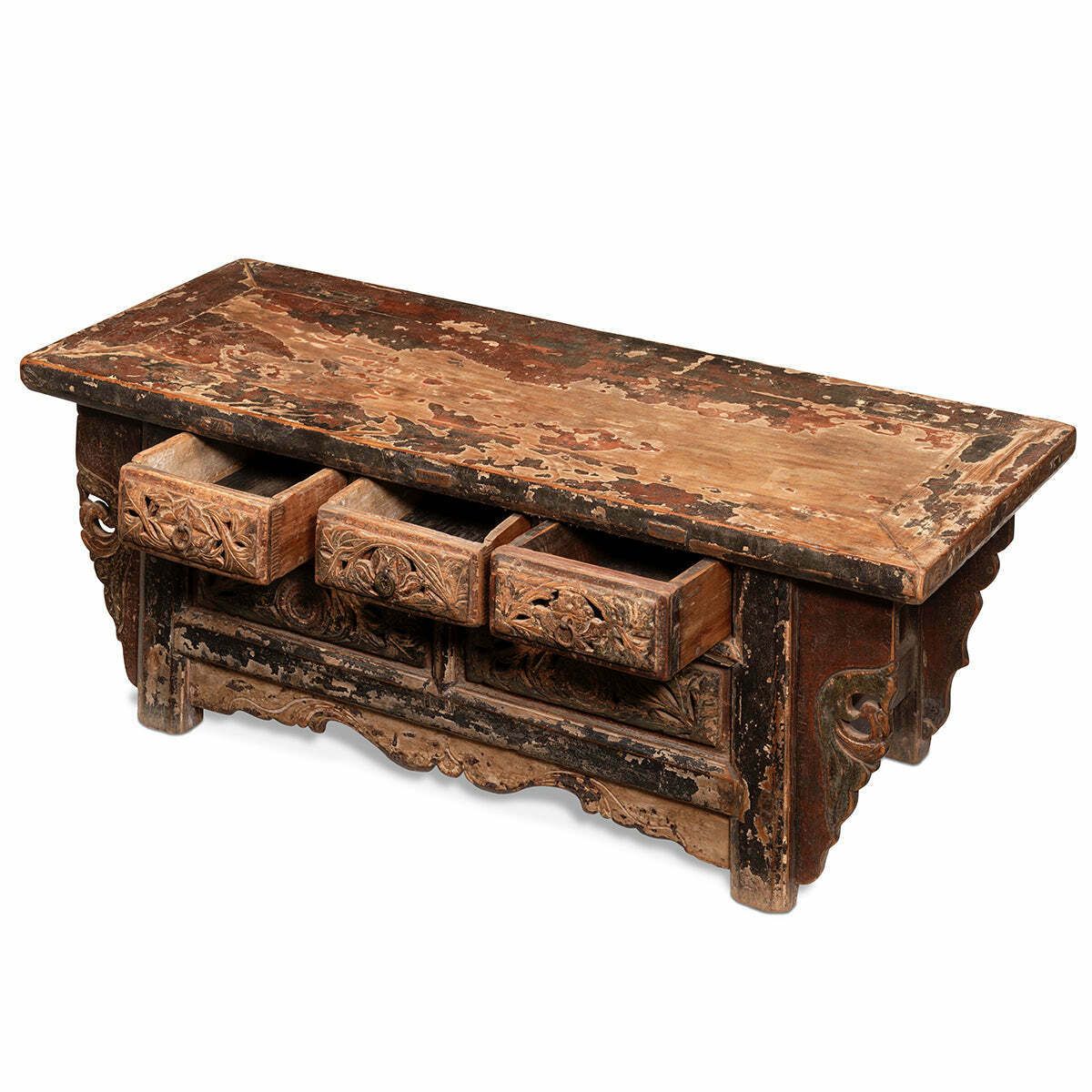 Carved Antique Shaanxi Kang Table photo Furniture
