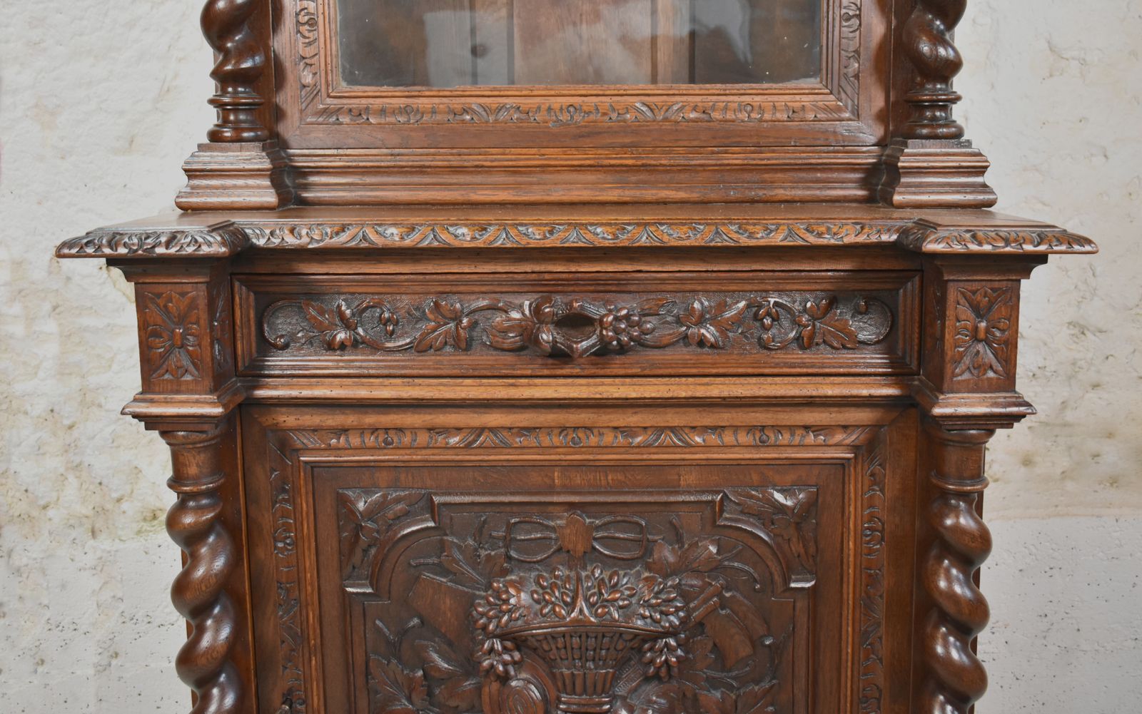 photo furniture French Oak Hunt Display Cabinet Louis XIII Style