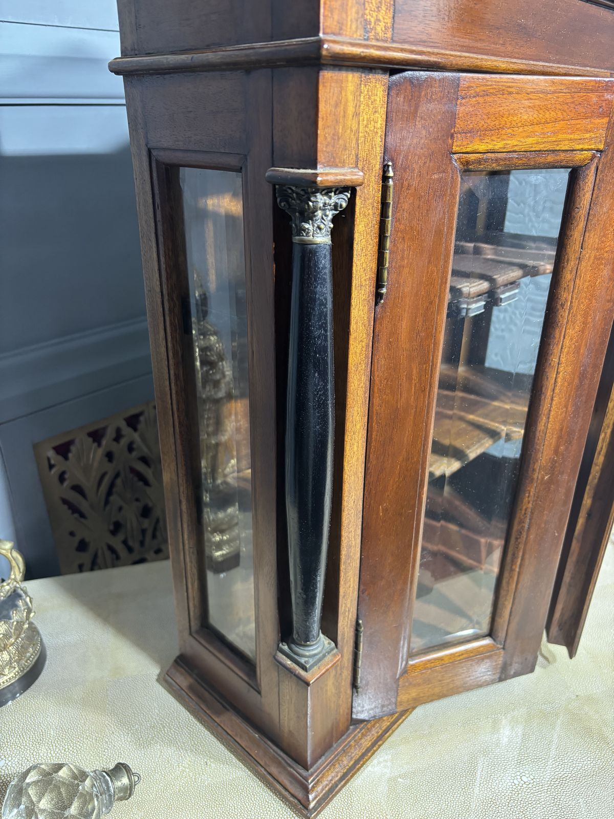 Small Mahogany Palladian Style Glazed Wall Cabinet photo furniture