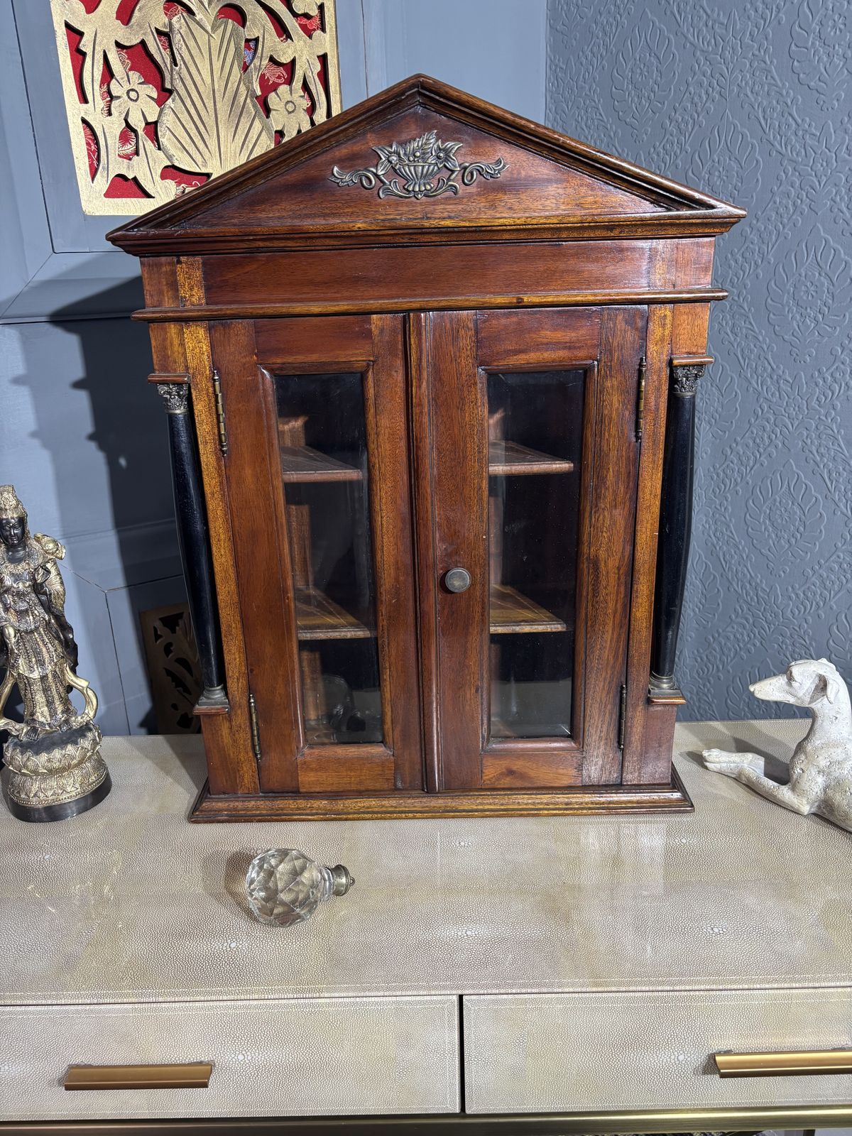 Small Mahogany Palladian Style Glazed Wall Cabinet photo 195.0