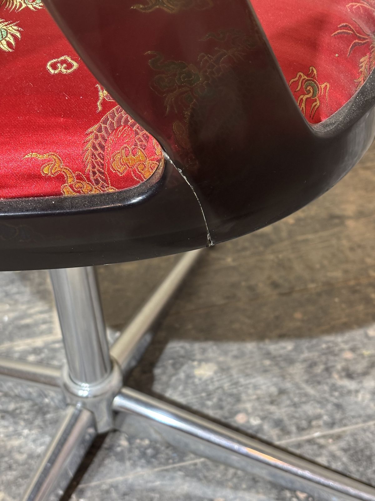 1960s Swivel Dining Chair Perspex Back And Oriental Silk Upholstery photo 95.0