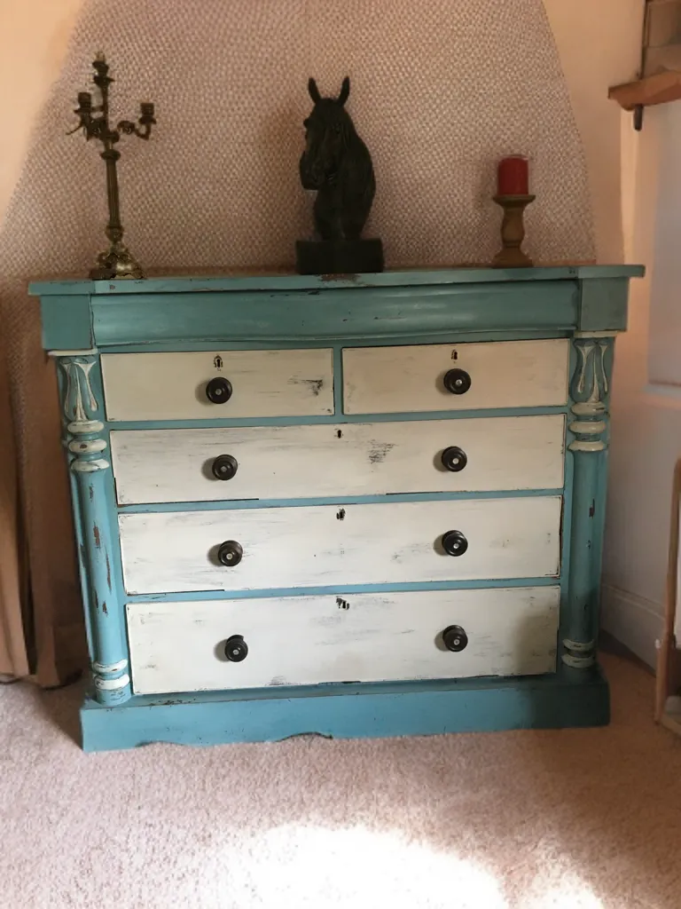 Large Painted French Chest Of Drawers