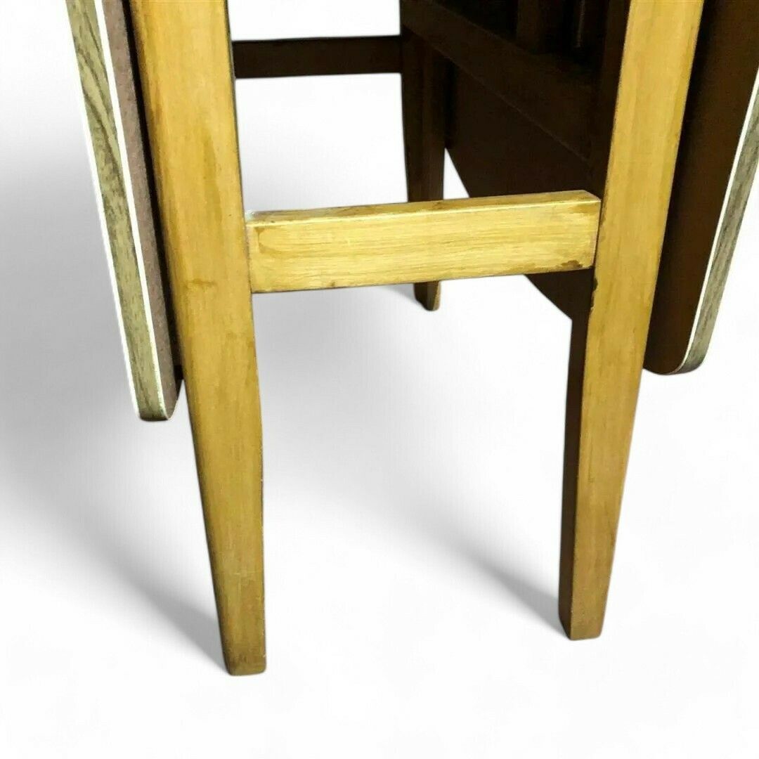 photo vintage Mid Century Extending Kitchen Dining Table Beech Wood With Formica Top 1960s
