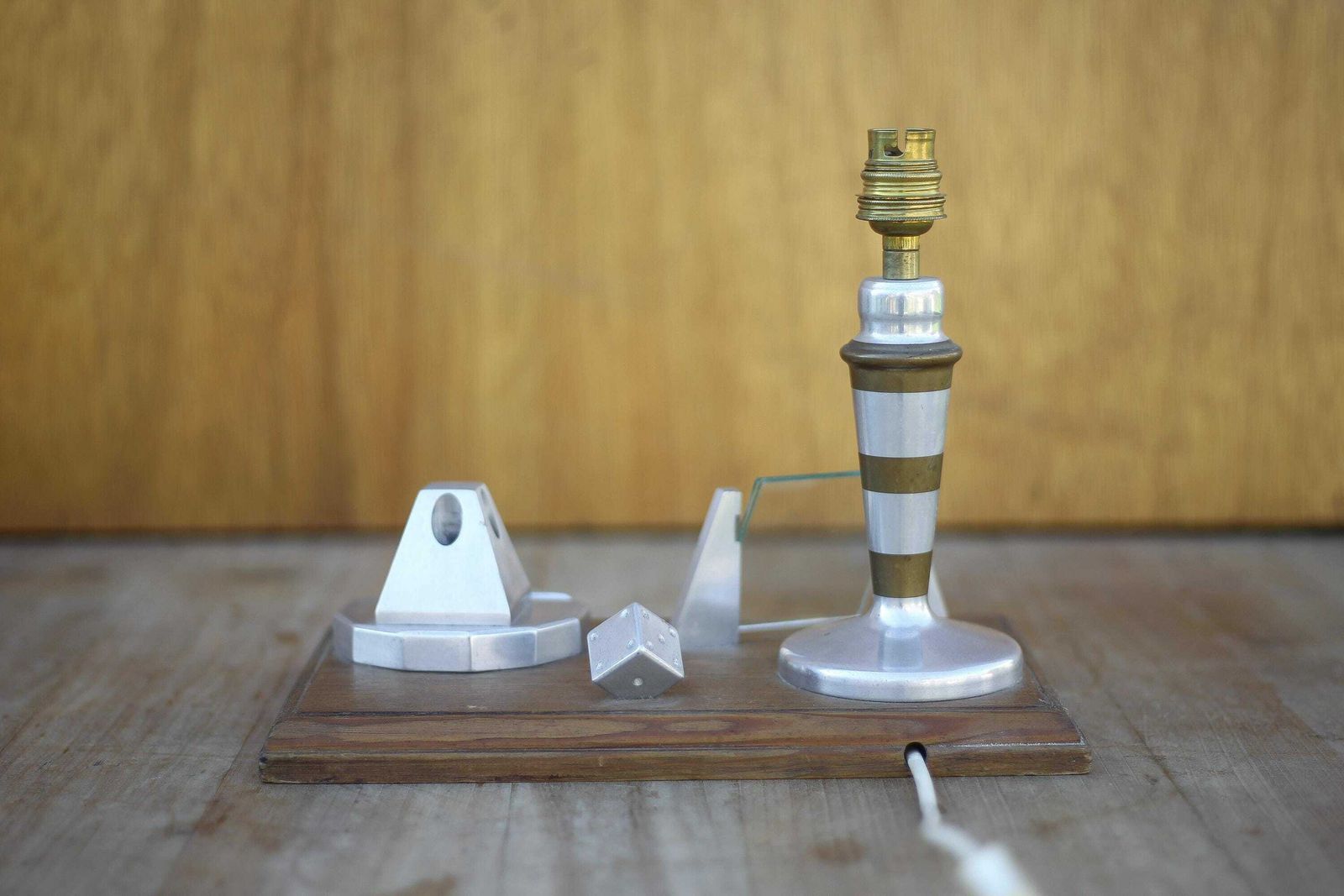 Desk Lamp With Photo Holder And Pen Holder, Aluminum And Brass Lamp, Vintage Lamp photo furniture