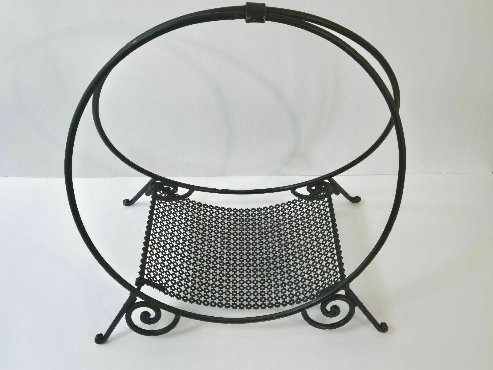 Home Fixtures Vintage Log Holder 1950 Metal & Black Perforated Metal 50s Rockabilly 1950s photo