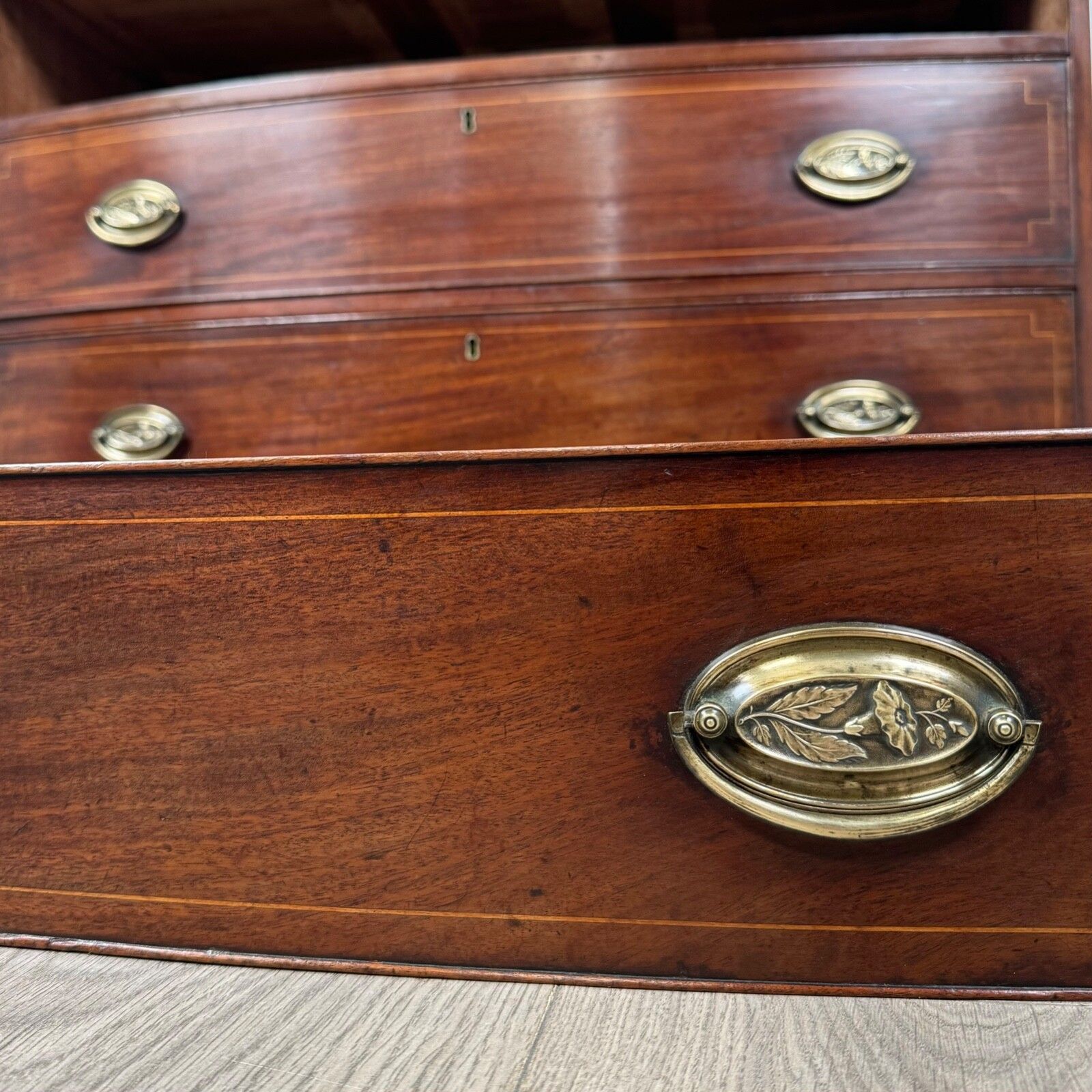 Furniture Antique 18th Century Bow Front Chest Of Drawers In Mahogany photo