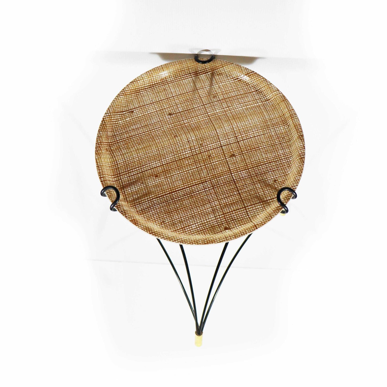 Mid Century Modern Tripod Tray Table, Folding Side Table With Fiberglass Tray photo vinterior
