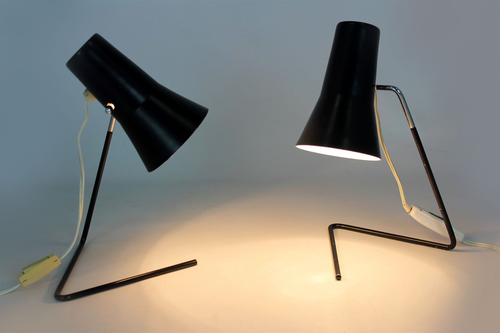 Black Table Lamps By Josef Hurka For Drupol, 1960s, Set Of 2 photo for sale