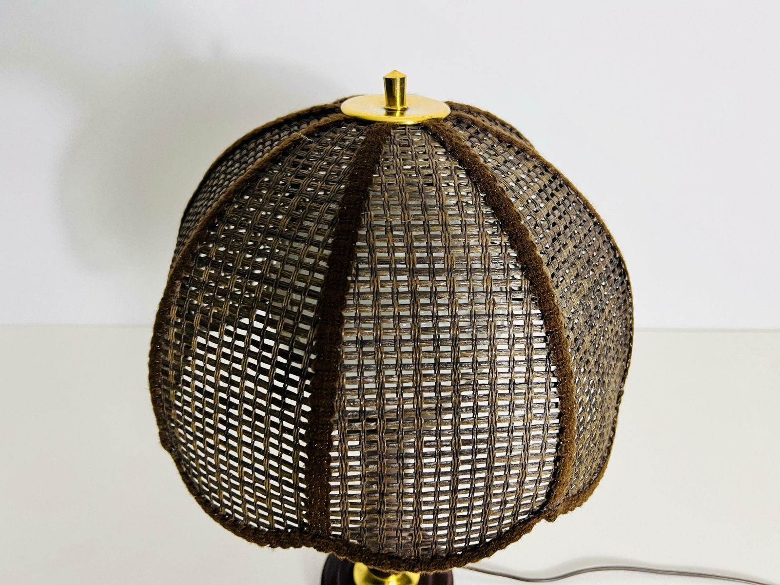 photo for sale Midcentury Wooden Table Lamp In The Style Of Temde, Circa 1970