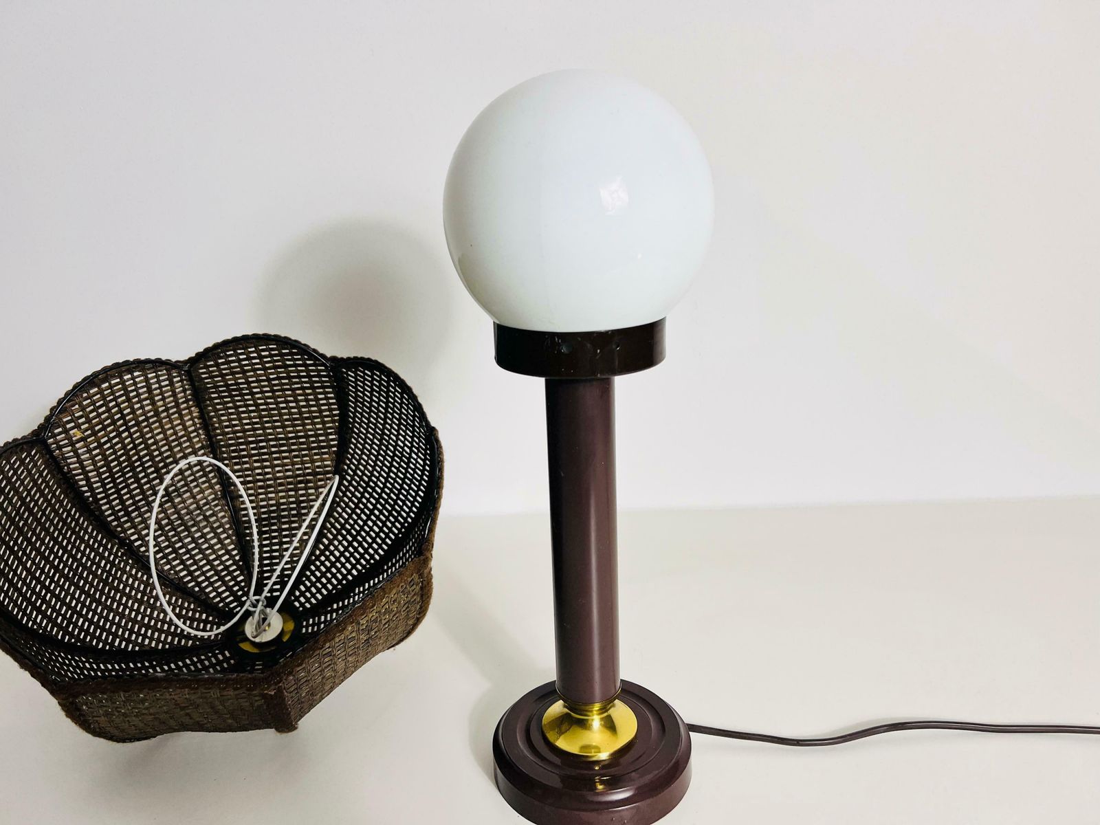 photo vinterior Midcentury Wooden Table Lamp In The Style Of Temde, Circa 1970