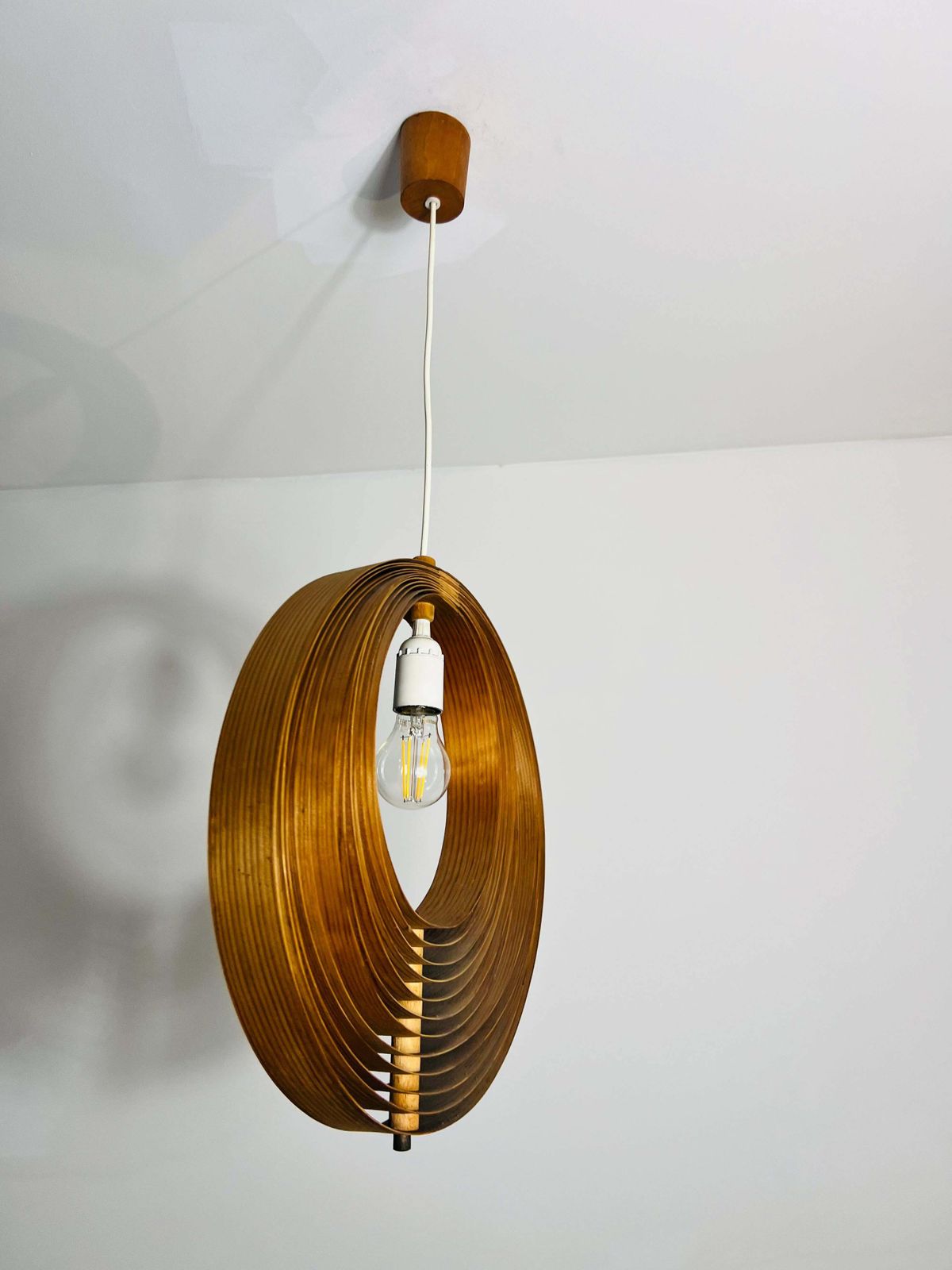 Mid Century Wooden Pendant Lamp By Hans Agne Jakobsson, Sweden, 1960s photo buy
