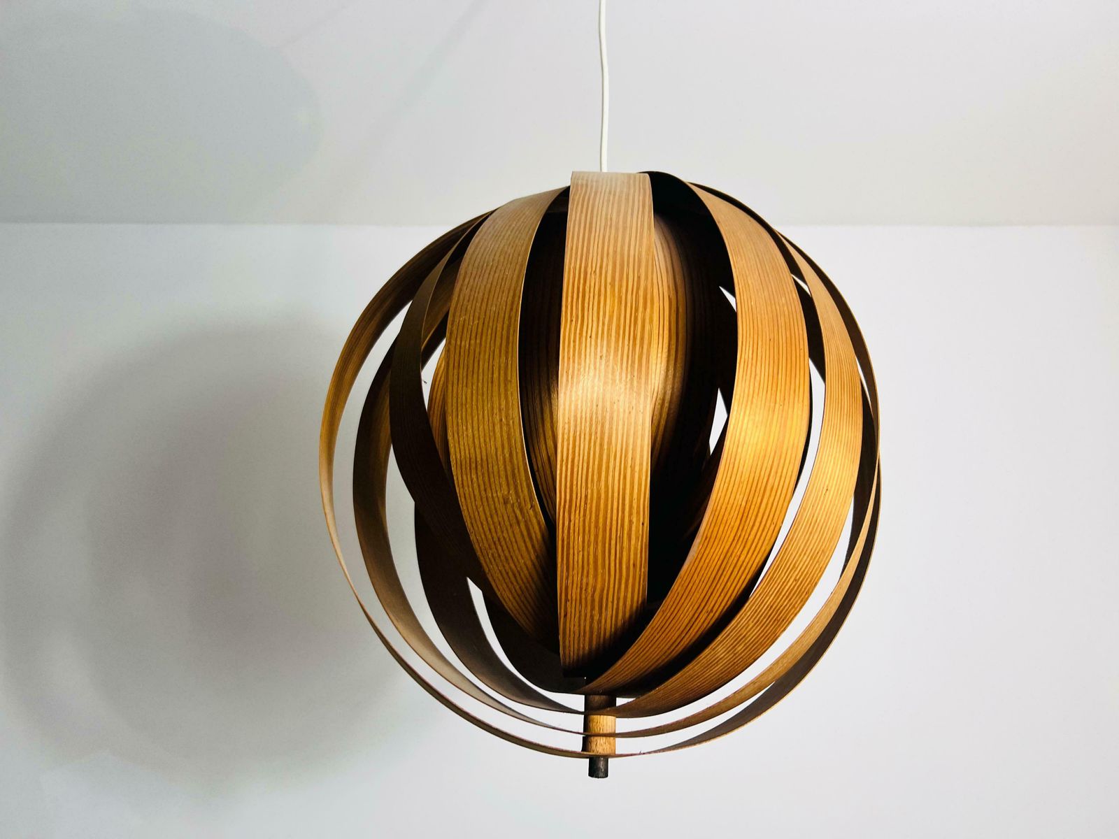 Lighting Mid Century Wooden Pendant Lamp By Hans Agne Jakobsson, Sweden, 1960s photo