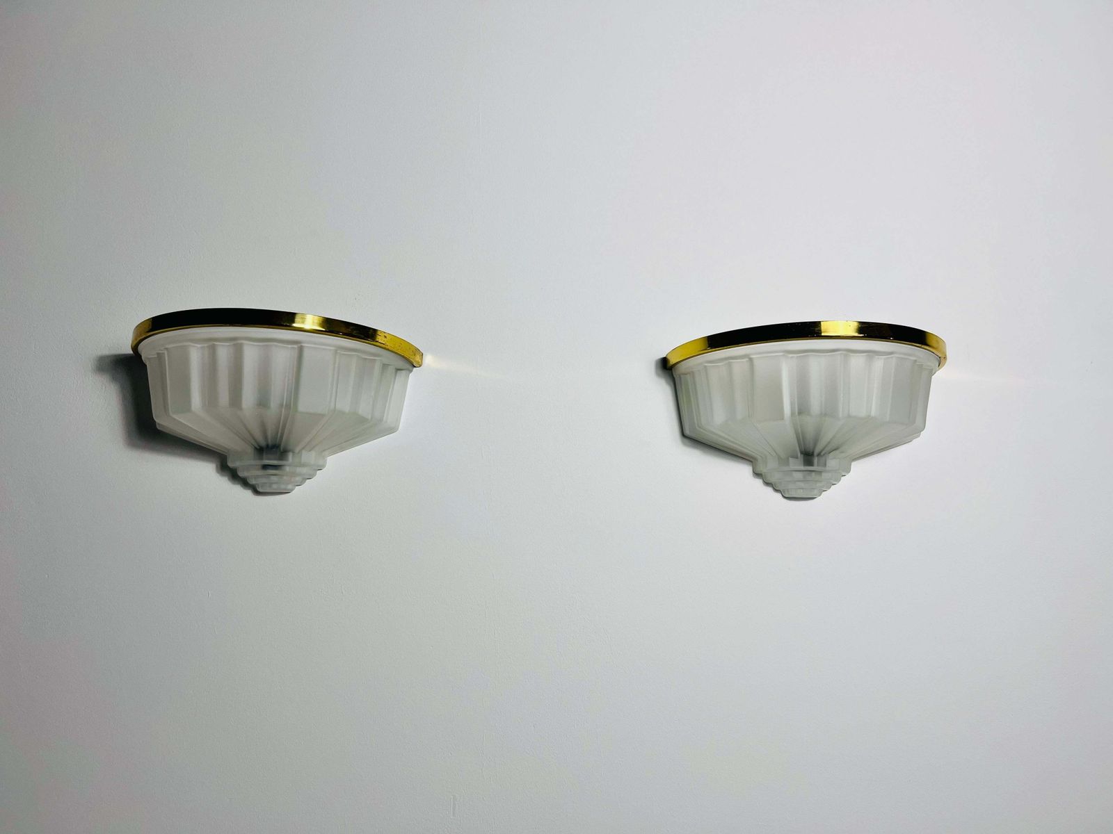 Pair Of French Brass And Aluminium Art Deco Sconces, France, 1940s photo furniture