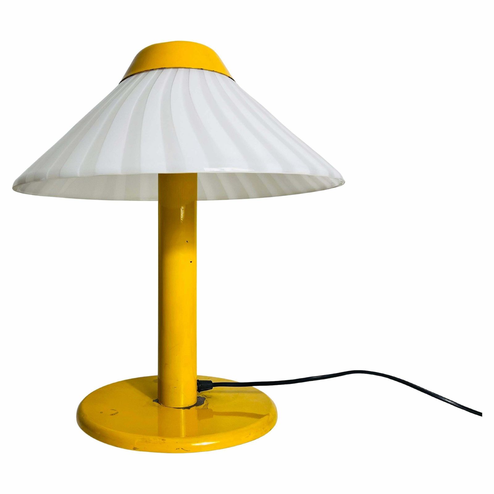 Heavy Yellow Metal And Glass Table Lamp, 1960s, Italy