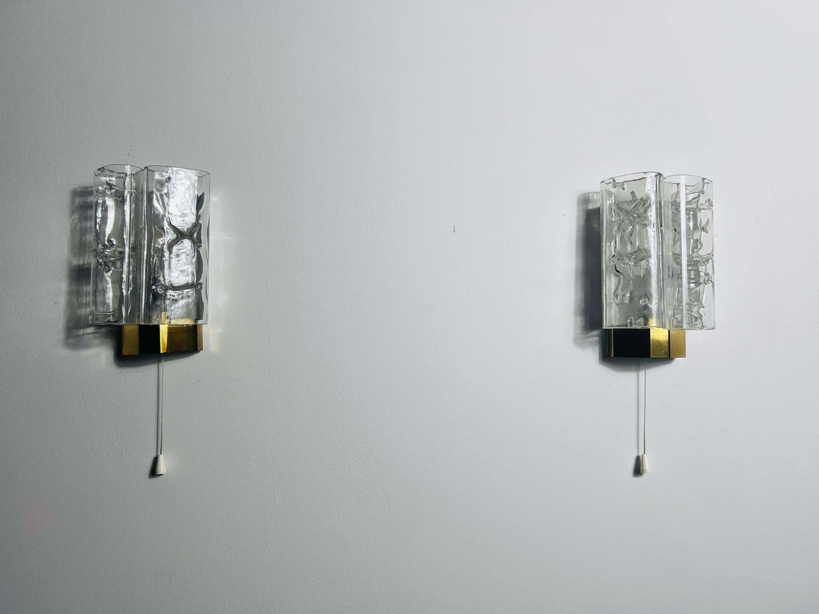 Midcentury Pair Of Blown Glass Wall Lamps By Doria, 1960s photo furniture