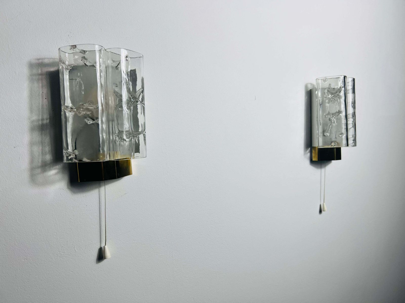 photo for sale Midcentury Pair Of Blown Glass Wall Lamps By Doria, 1960s