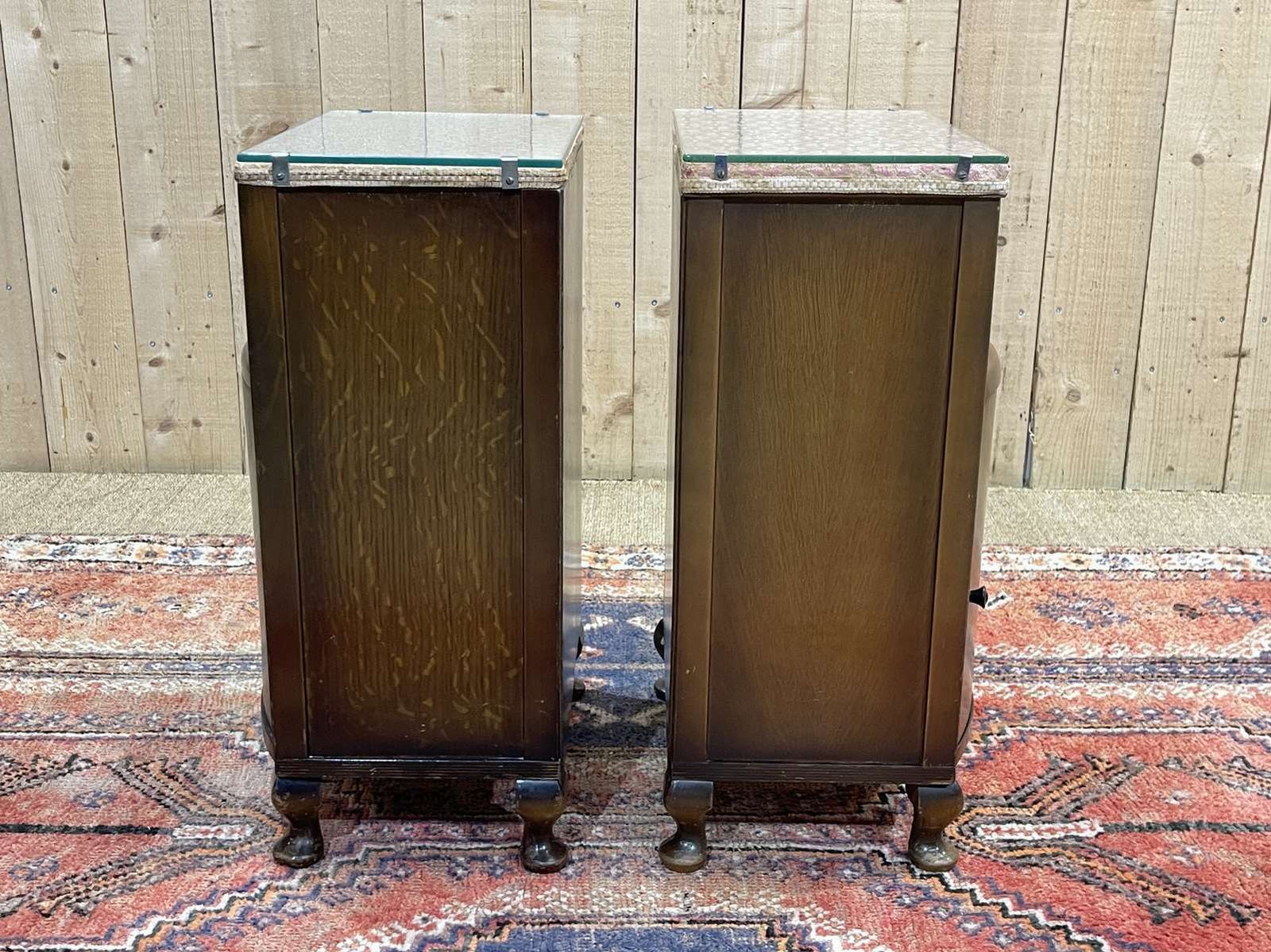 Pair Of English Oak Bedside Tables From The 50s photo vintage