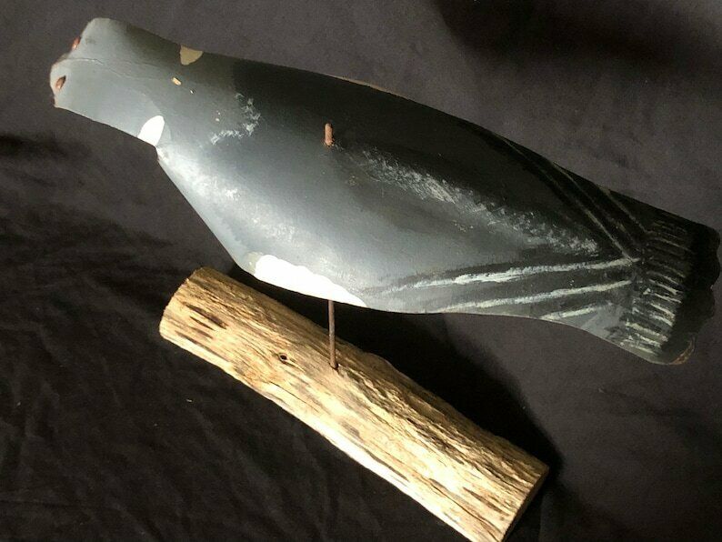 Vintage Wood Pigeon Decoy Folk Art Statue Mid Century photo furniture
