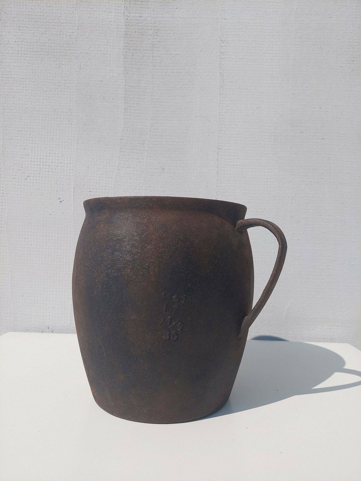 Antique Cast Iron Pot With Handle /Antique Cast Iron Pot /Antique Iron Pot /Industrial Style /Industrial Home Decor /Vintage Iron Pot /1870s photo furniture