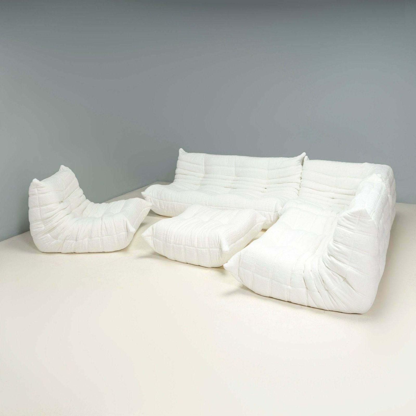 Ligne Roset By Michel Ducaroy Togo White Bouclé Modular Sofa, Set Of Five photo 12480.0