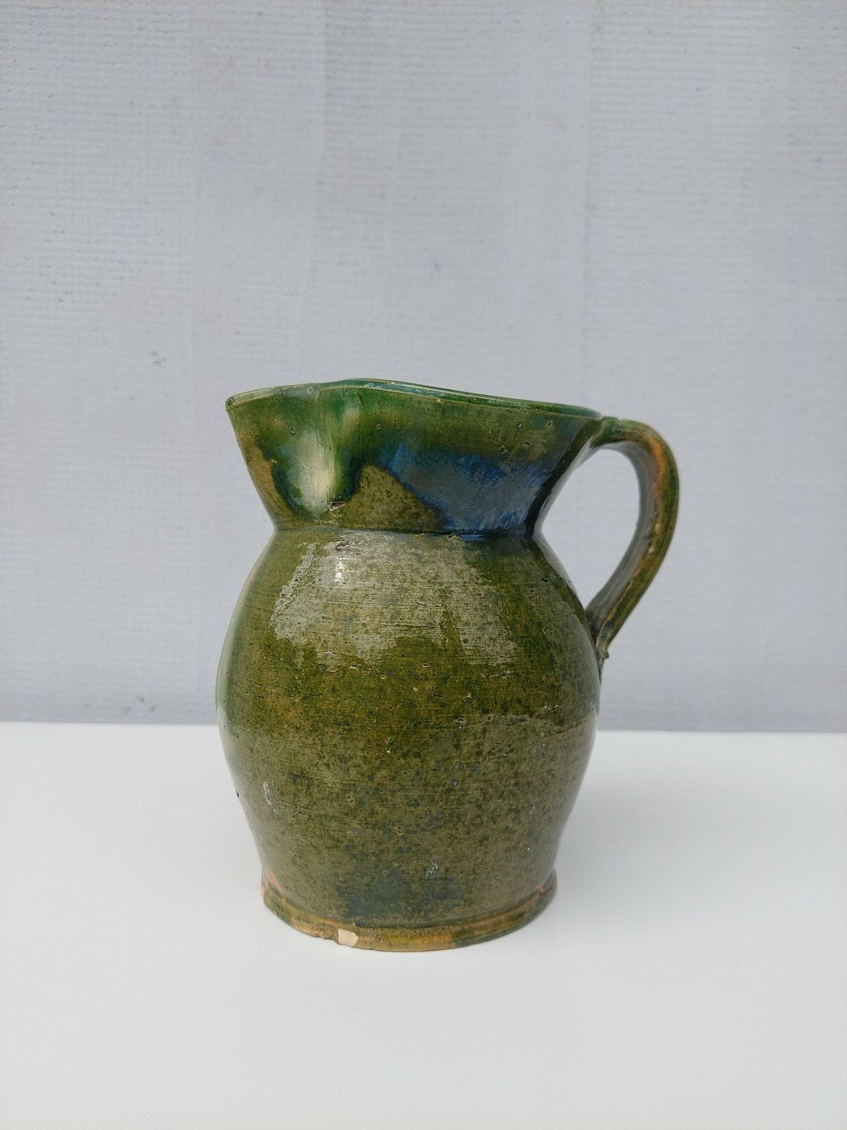 Vintage Green Glazed Pitcher, Jug / Vintage Green / Vintage Ceramic / Vintage Green Vase / Vintage Pottery / Vintage Folk Ceramic / 1960s photo vinterior
