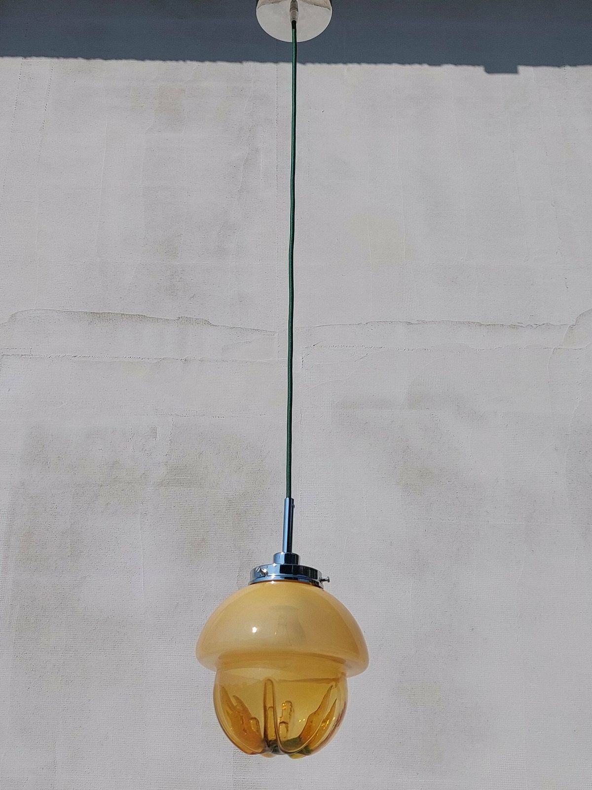 Space Age Pendant Lamp/Vintage Murano Glass Pendant Light/Ufo Pendant Light / Mazzega Style Ceiling Lamp/ Sphere Globe Murano / Italy / 70's photo for sale