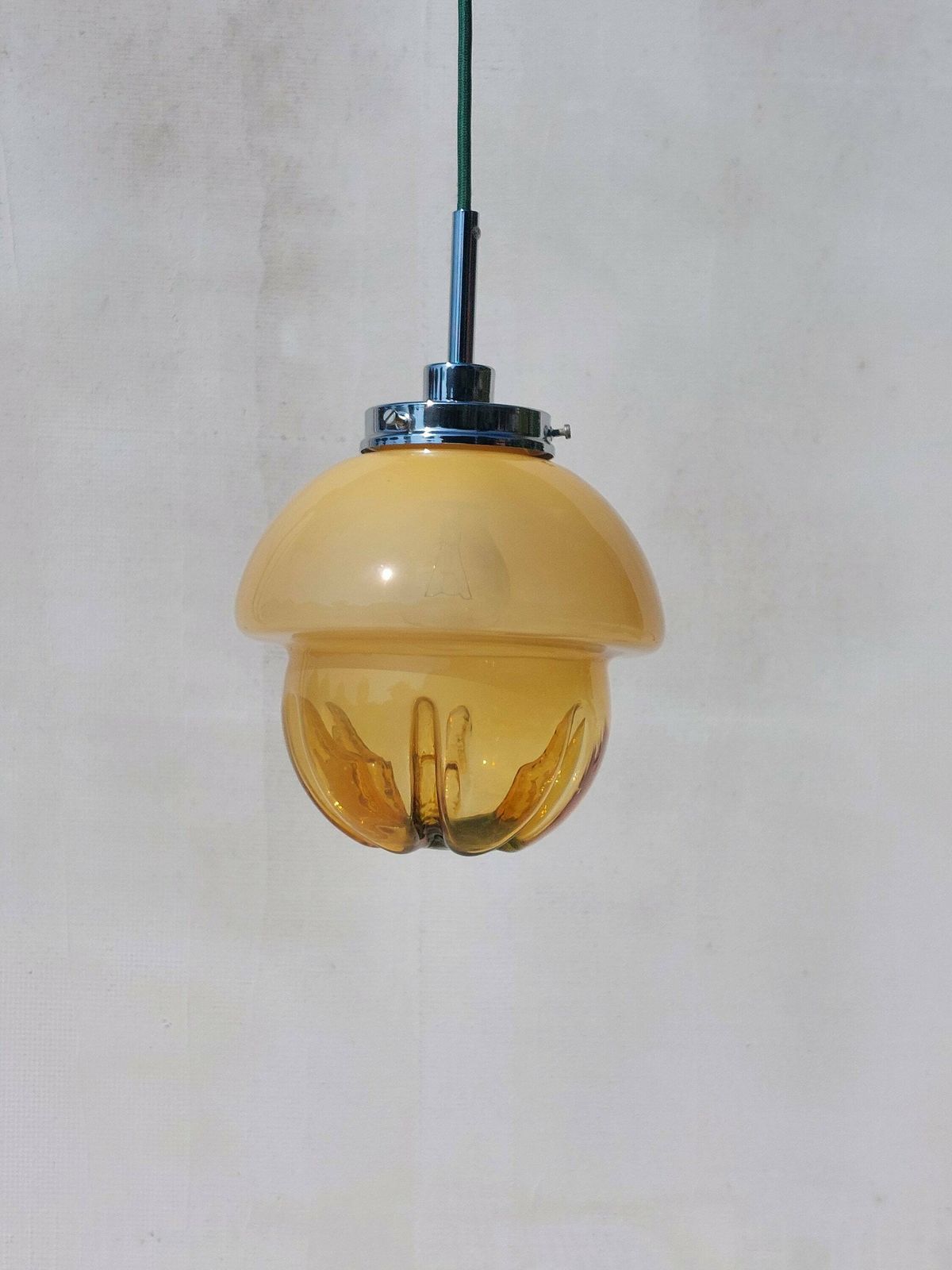 Space Age Pendant Lamp/Vintage Murano Glass Pendant Light/Ufo Pendant Light / Mazzega Style Ceiling Lamp/ Sphere Globe Murano / Italy / 70's photo buy