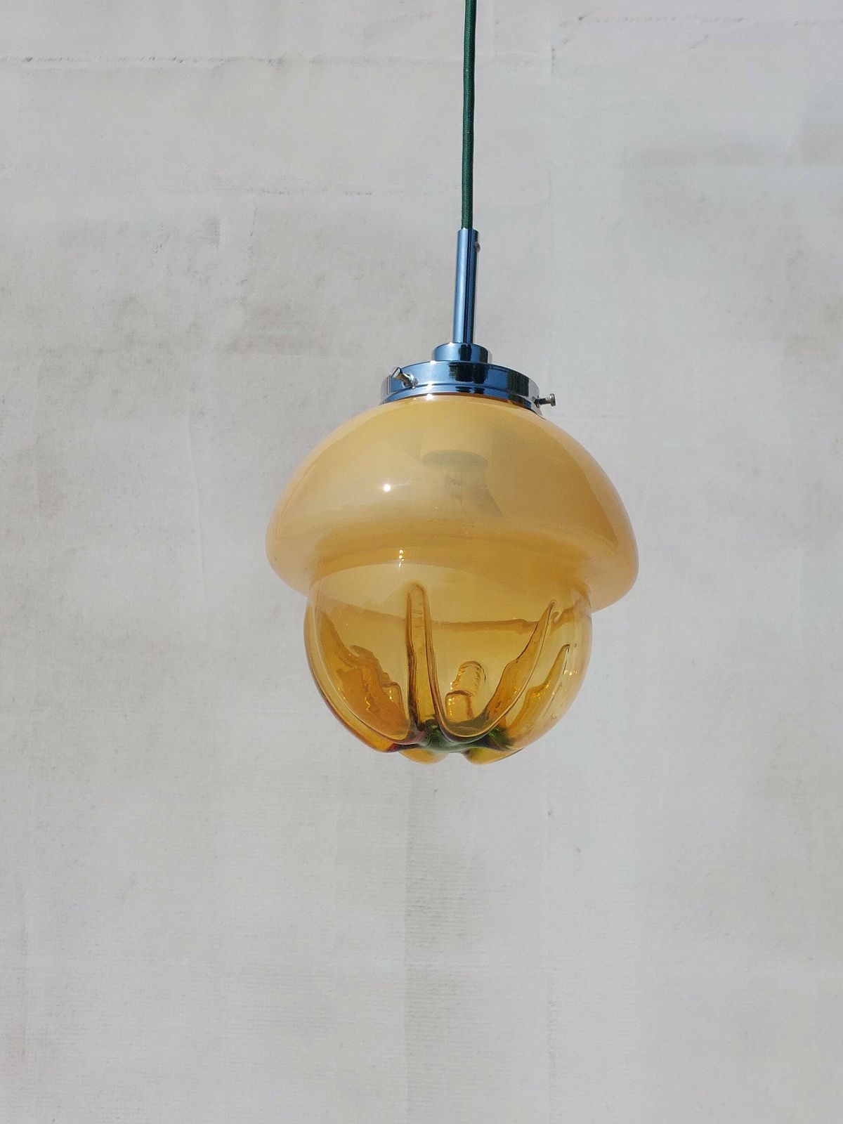 Space Age Pendant Lamp/Vintage Murano Glass Pendant Light/Ufo Pendant Light / Mazzega Style Ceiling Lamp/ Sphere Globe Murano / Italy / 70's photo vintage