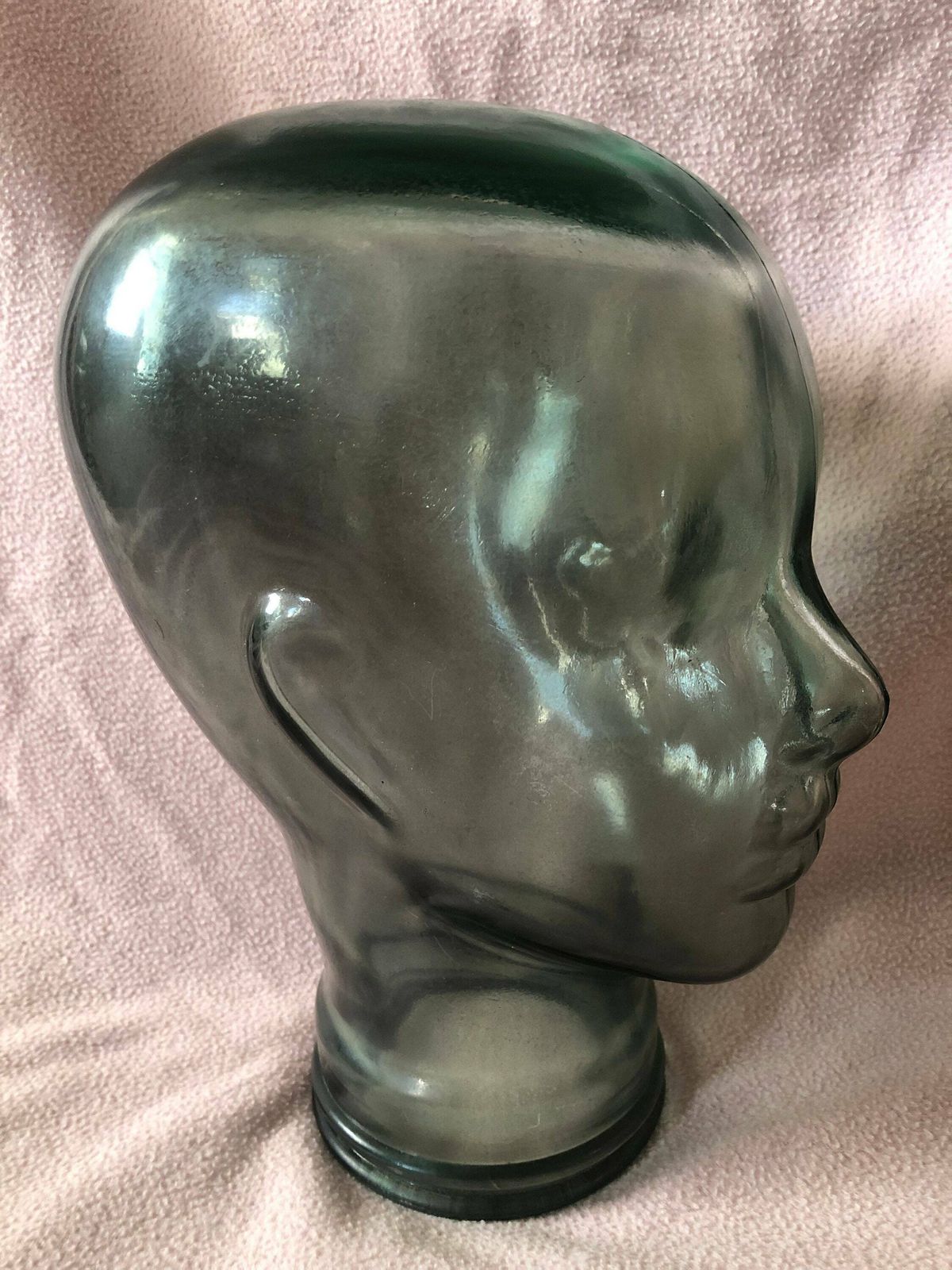 Vintage Glass Mannequin Head 1970,S Green Glass photo 50.0